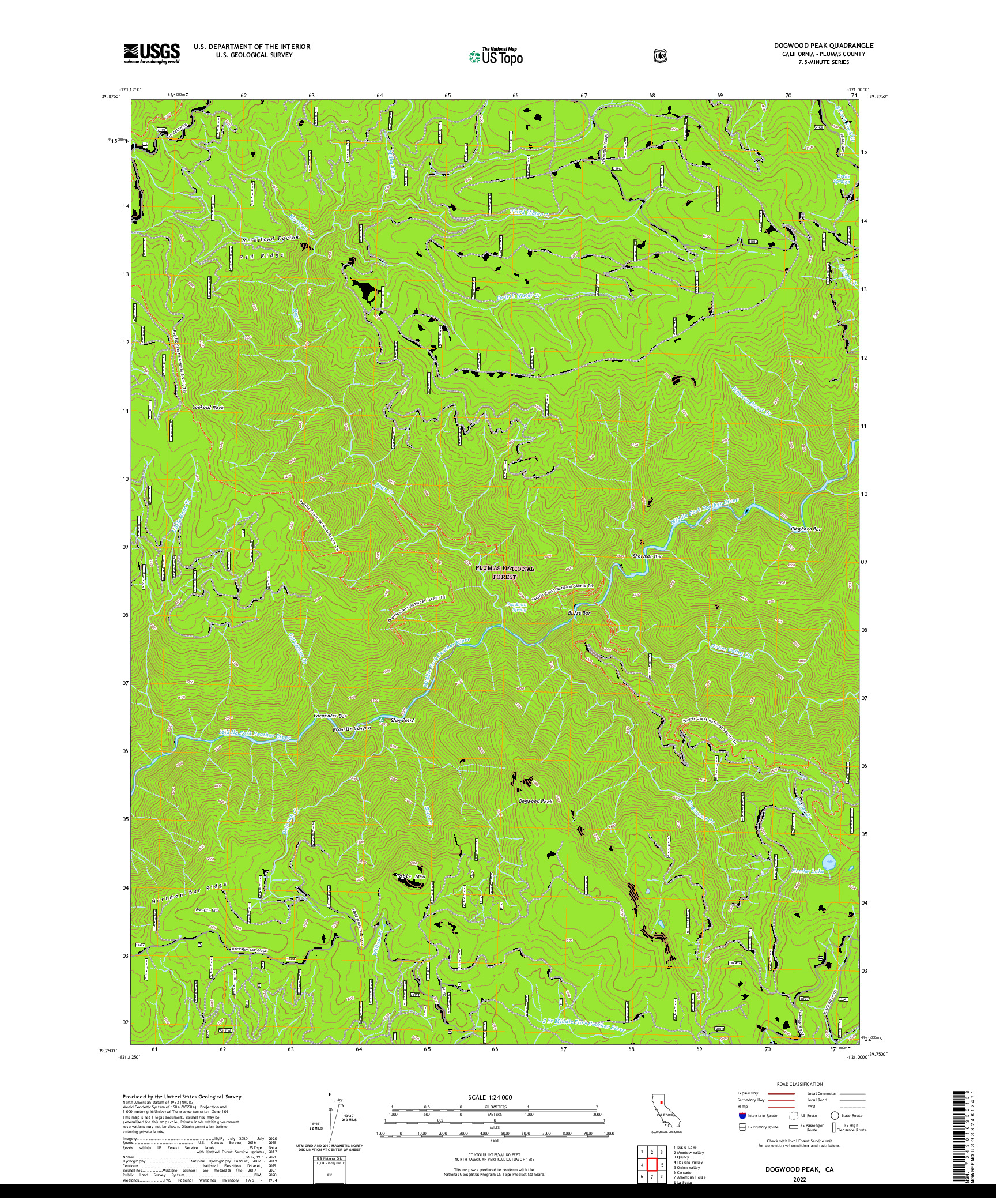 US TOPO 7.5-MINUTE MAP FOR DOGWOOD PEAK, CA