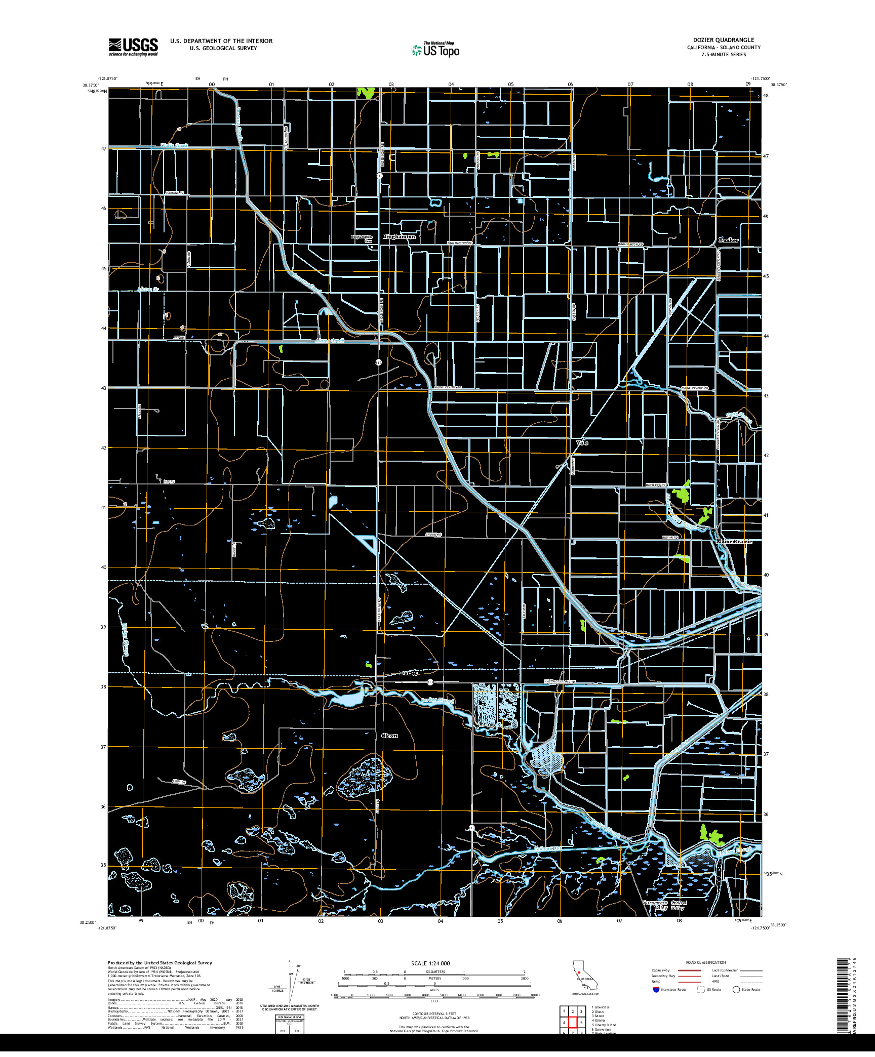 US TOPO 7.5-MINUTE MAP FOR DOZIER, CA