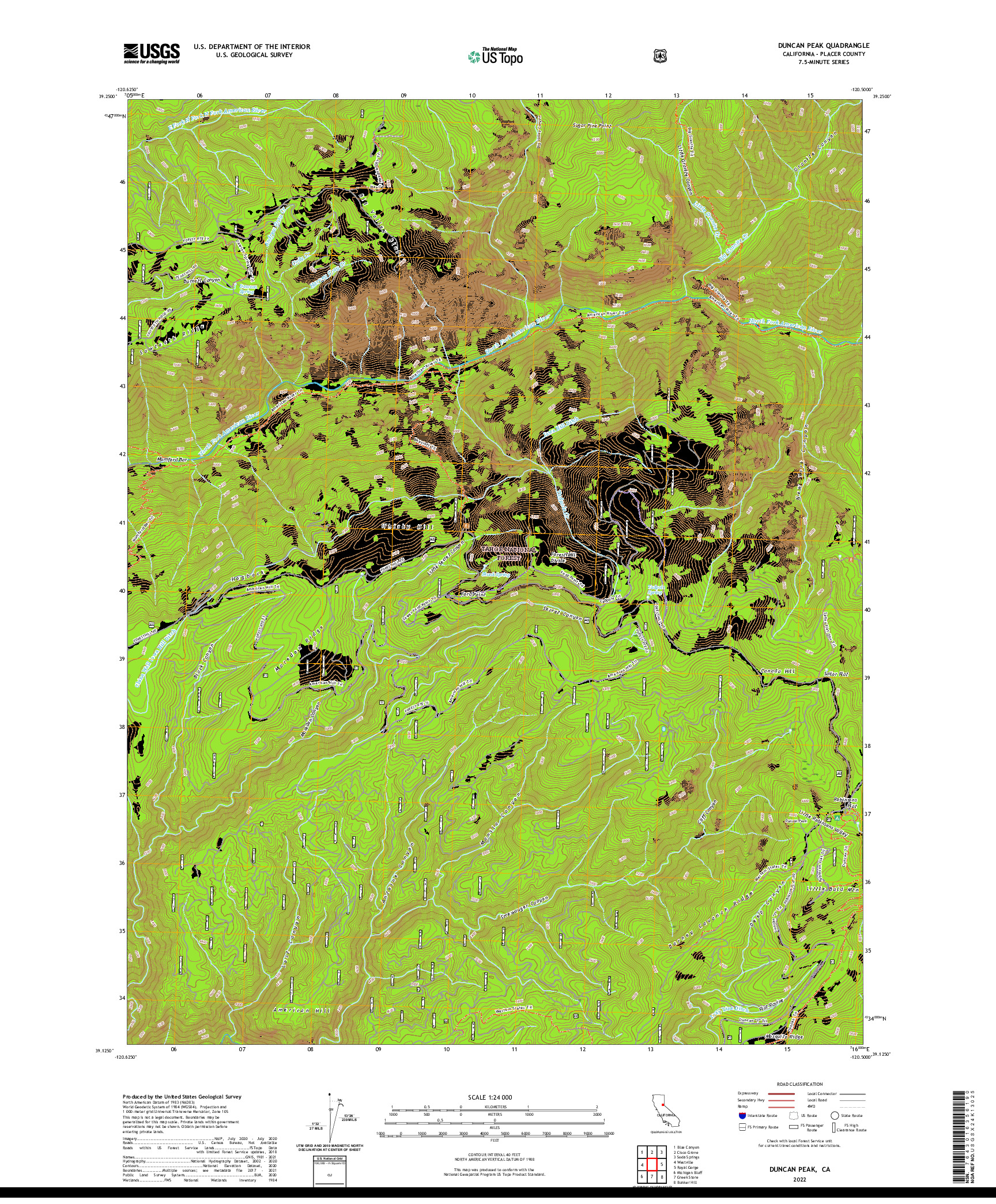 US TOPO 7.5-MINUTE MAP FOR DUNCAN PEAK, CA