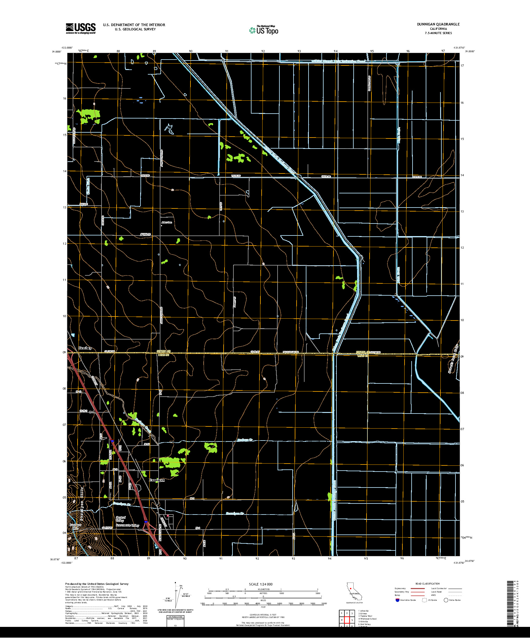 US TOPO 7.5-MINUTE MAP FOR DUNNIGAN, CA