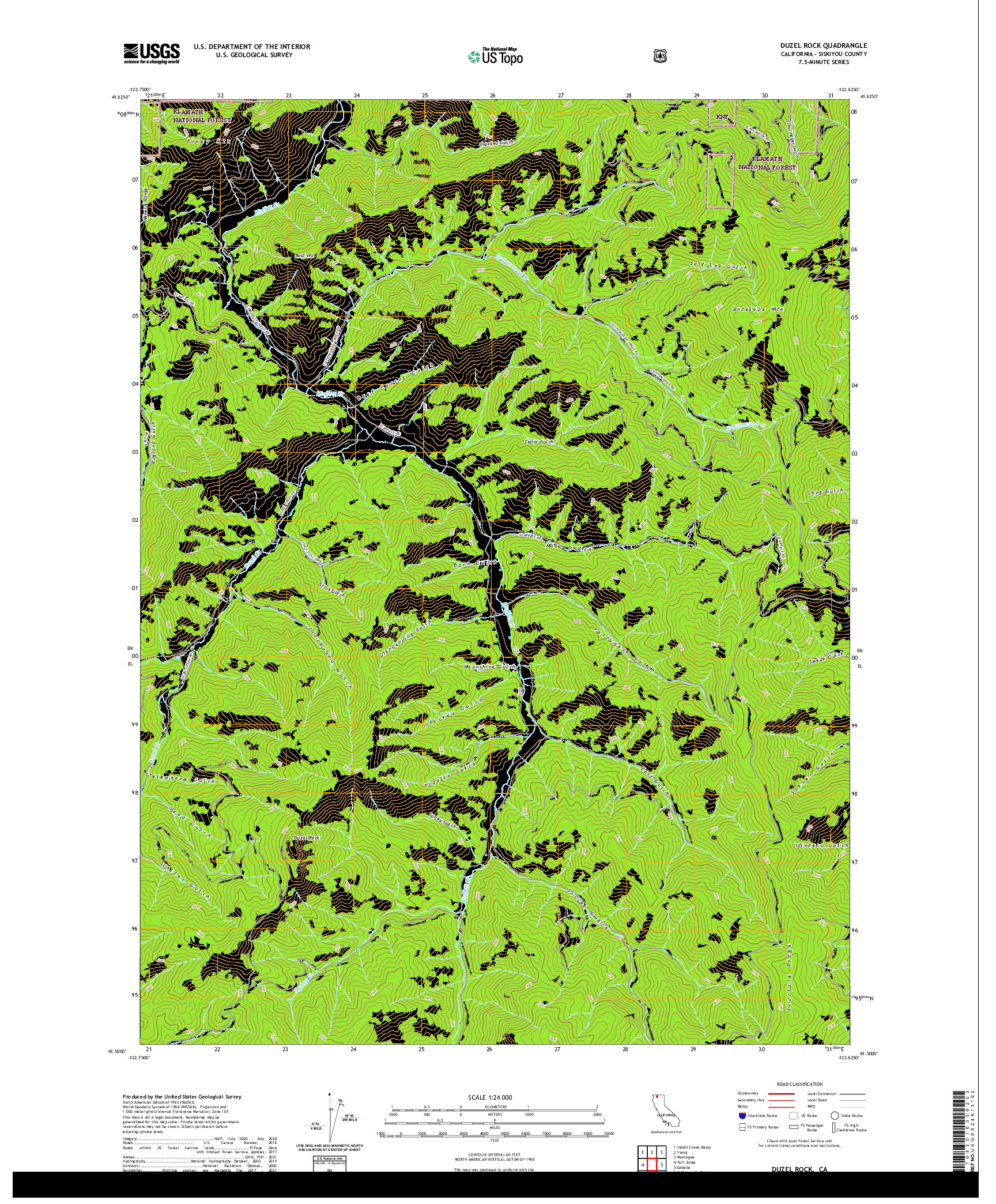 US TOPO 7.5-MINUTE MAP FOR DUZEL ROCK, CA