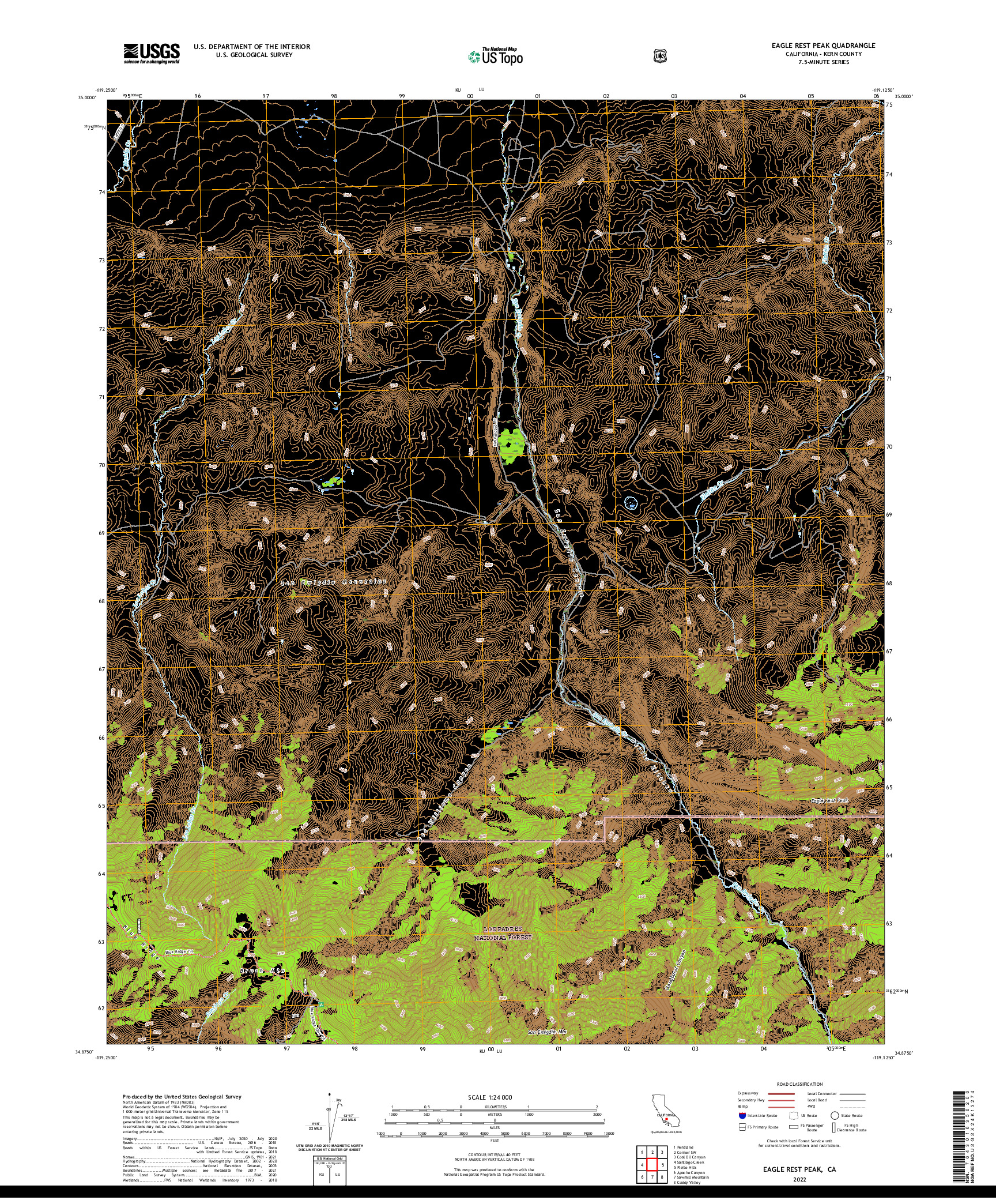 US TOPO 7.5-MINUTE MAP FOR EAGLE REST PEAK, CA