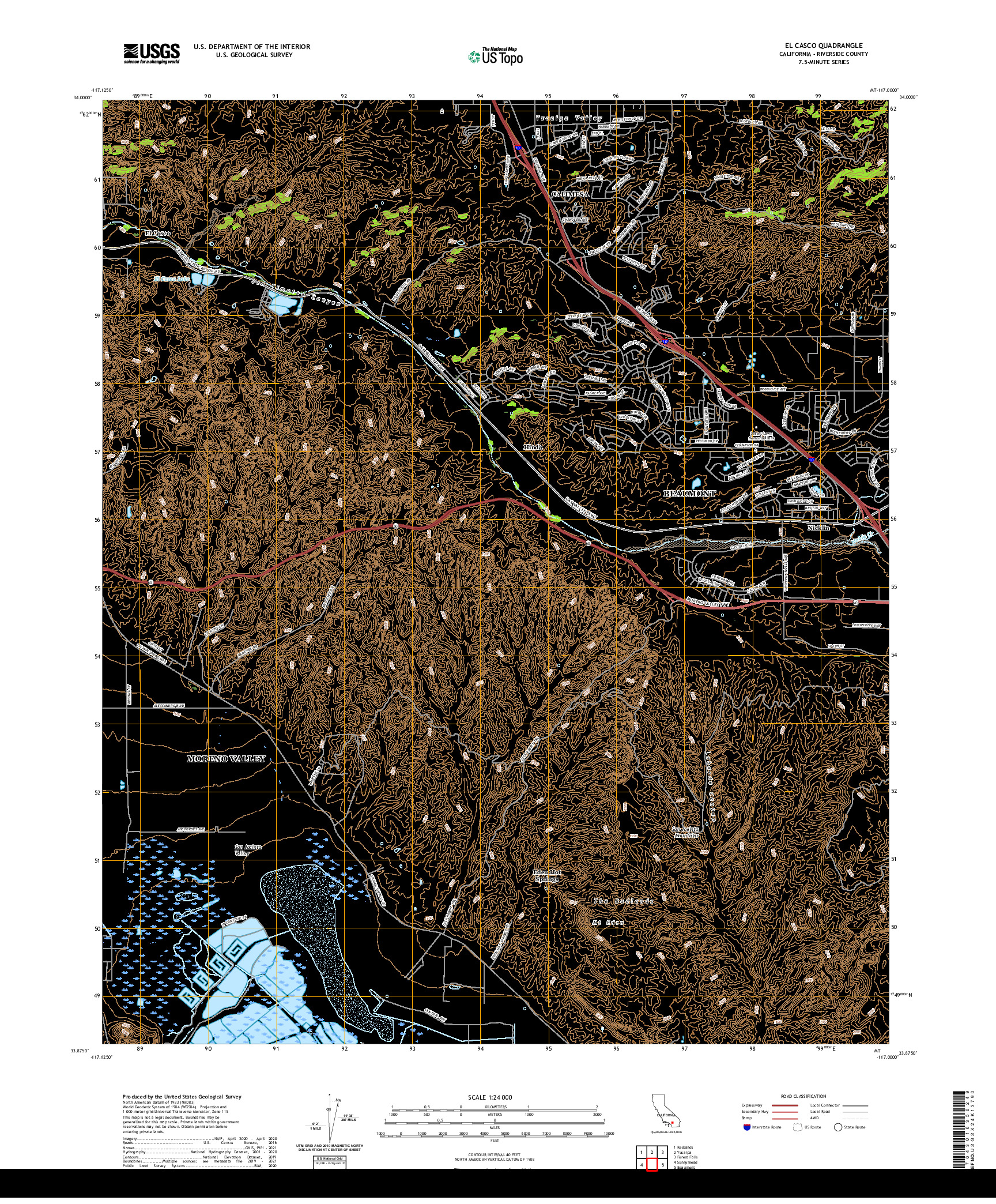 US TOPO 7.5-MINUTE MAP FOR EL CASCO, CA