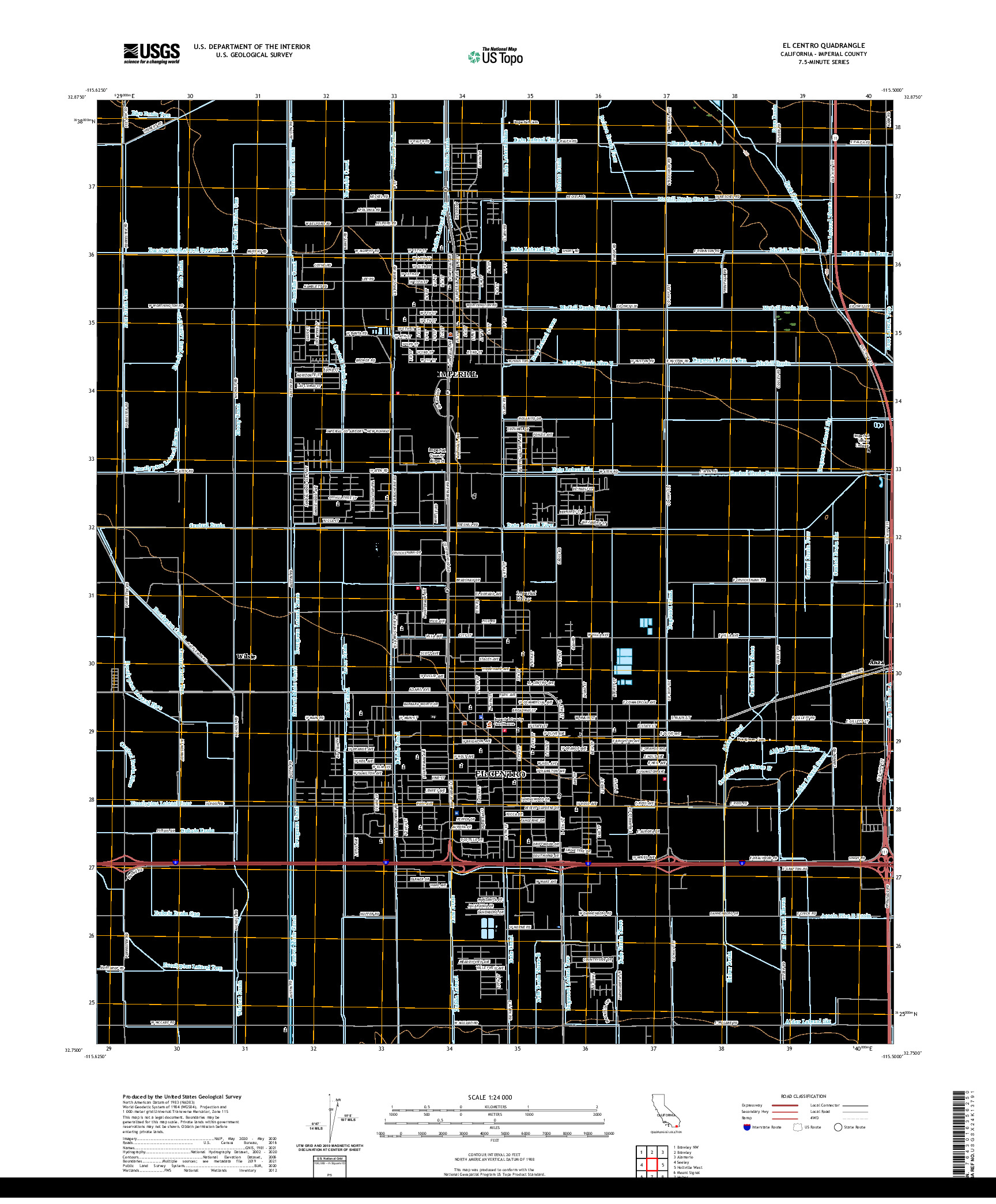 US TOPO 7.5-MINUTE MAP FOR EL CENTRO, CA