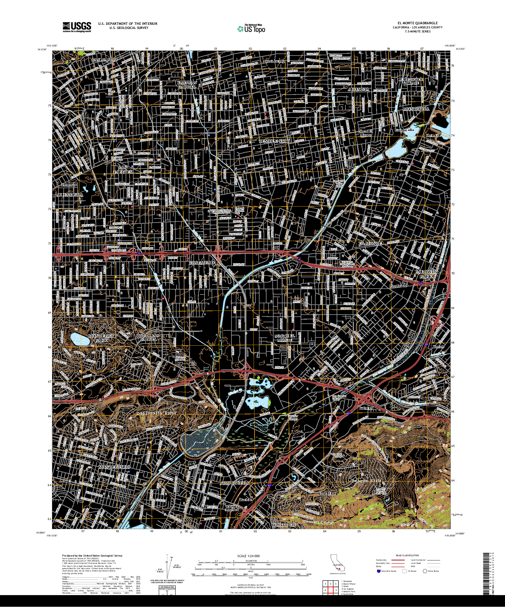 US TOPO 7.5-MINUTE MAP FOR EL MONTE, CA