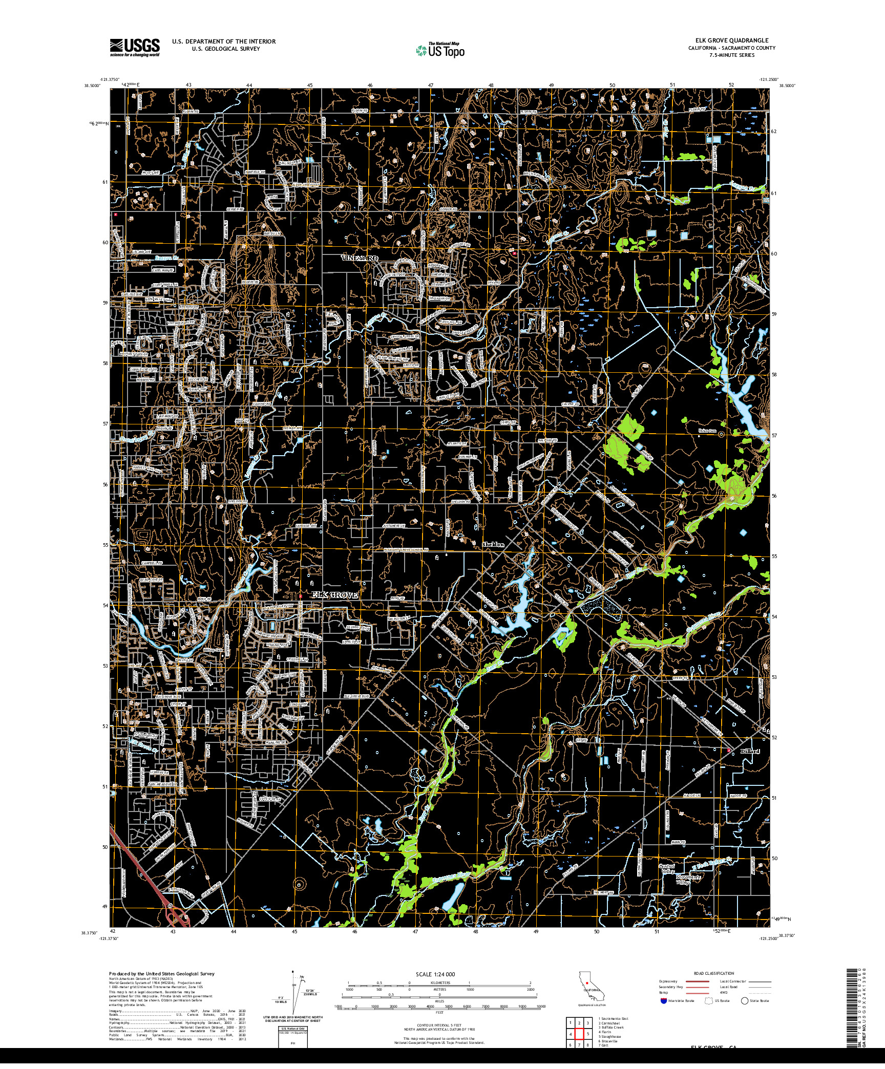 US TOPO 7.5-MINUTE MAP FOR ELK GROVE, CA