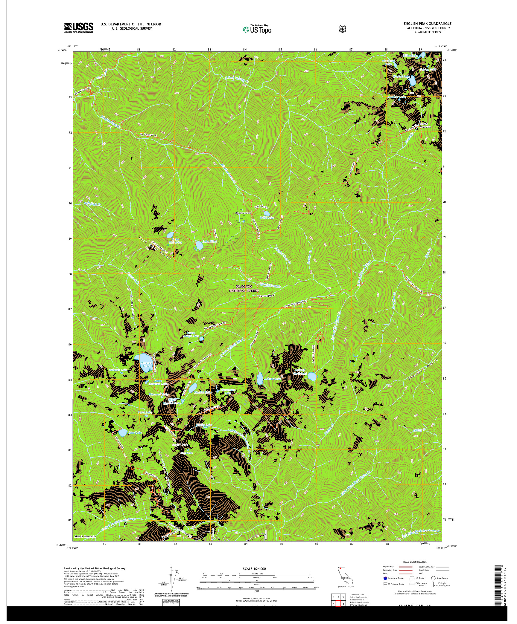 US TOPO 7.5-MINUTE MAP FOR ENGLISH PEAK, CA