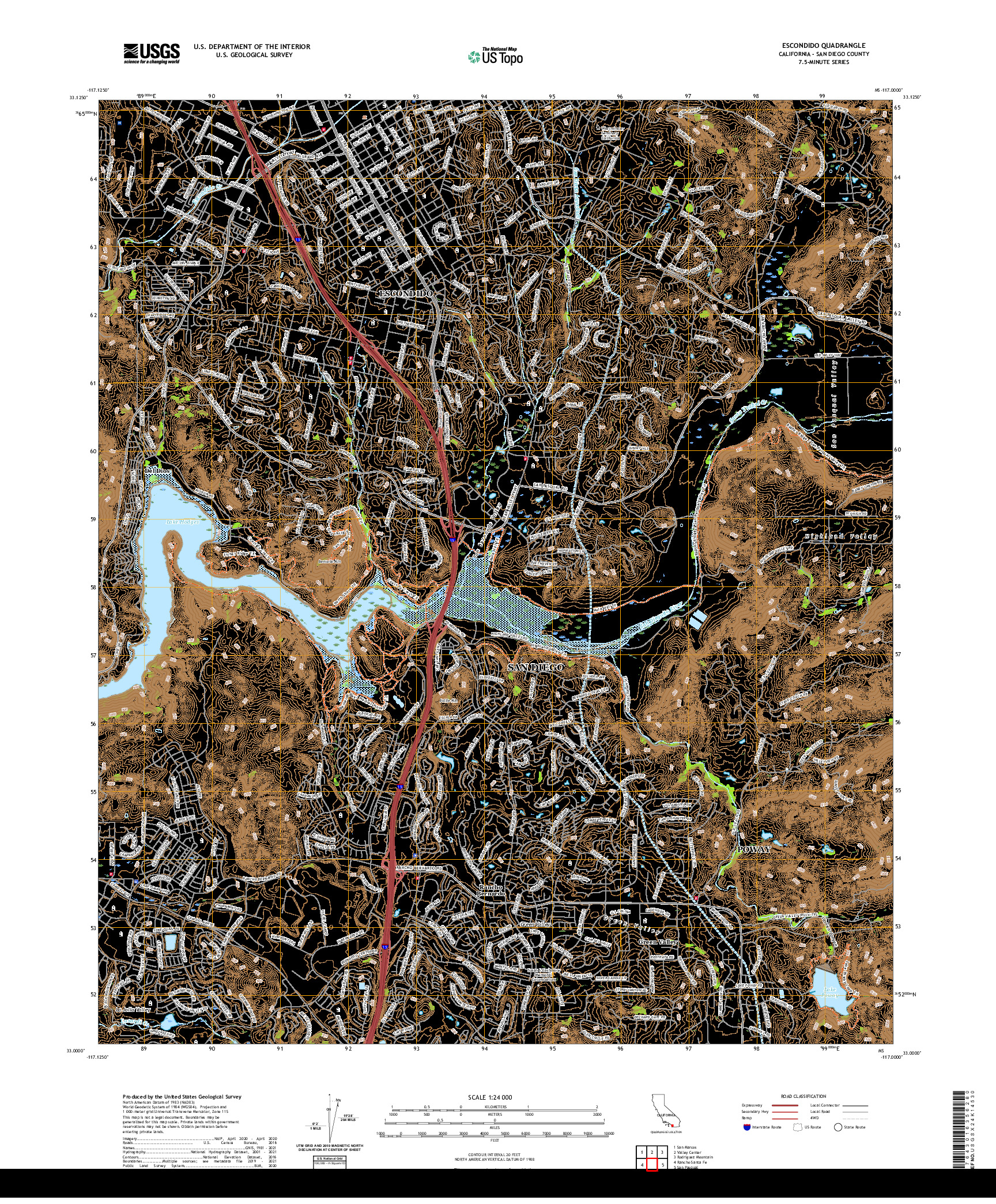 US TOPO 7.5-MINUTE MAP FOR ESCONDIDO, CA