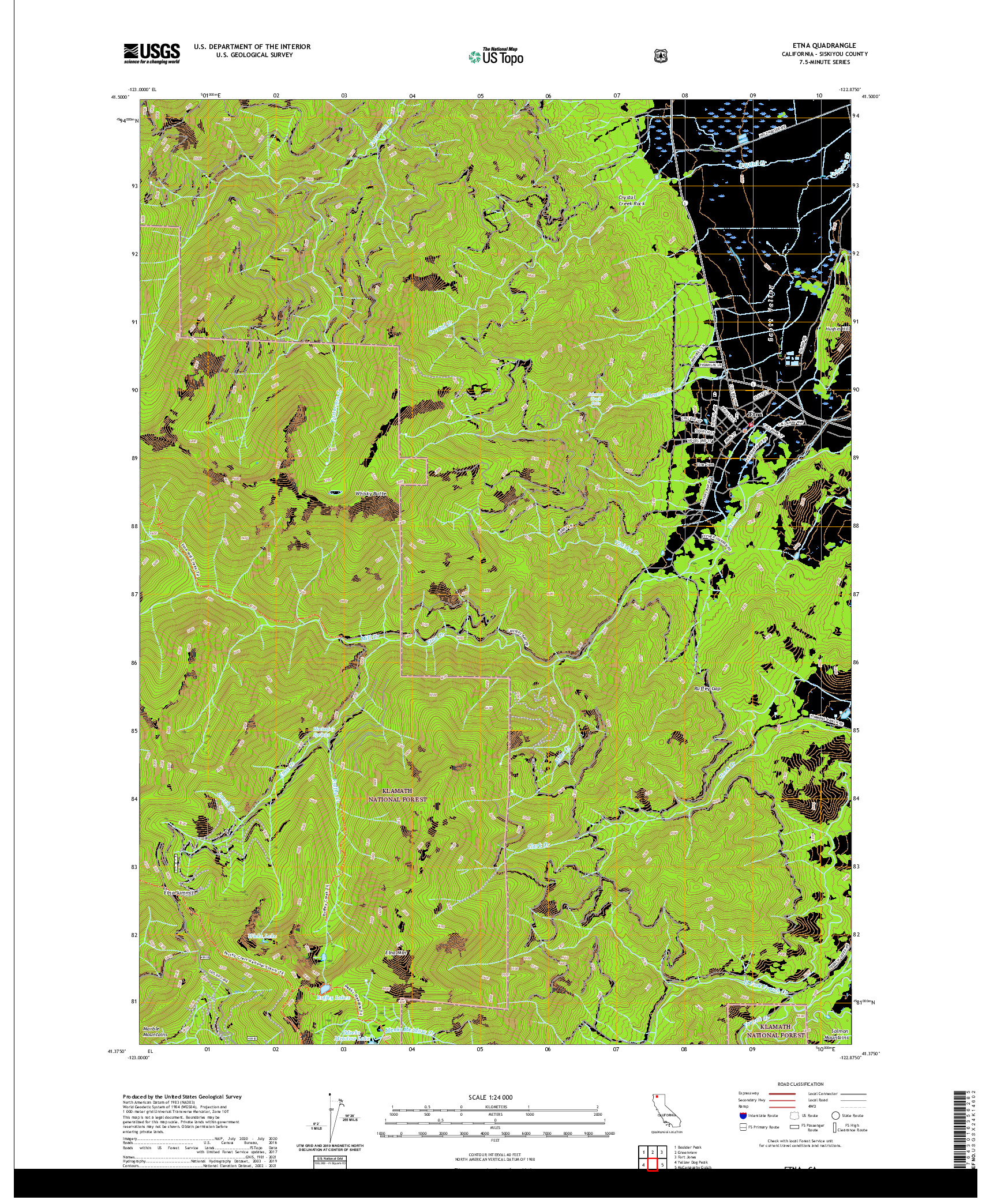 US TOPO 7.5-MINUTE MAP FOR ETNA, CA