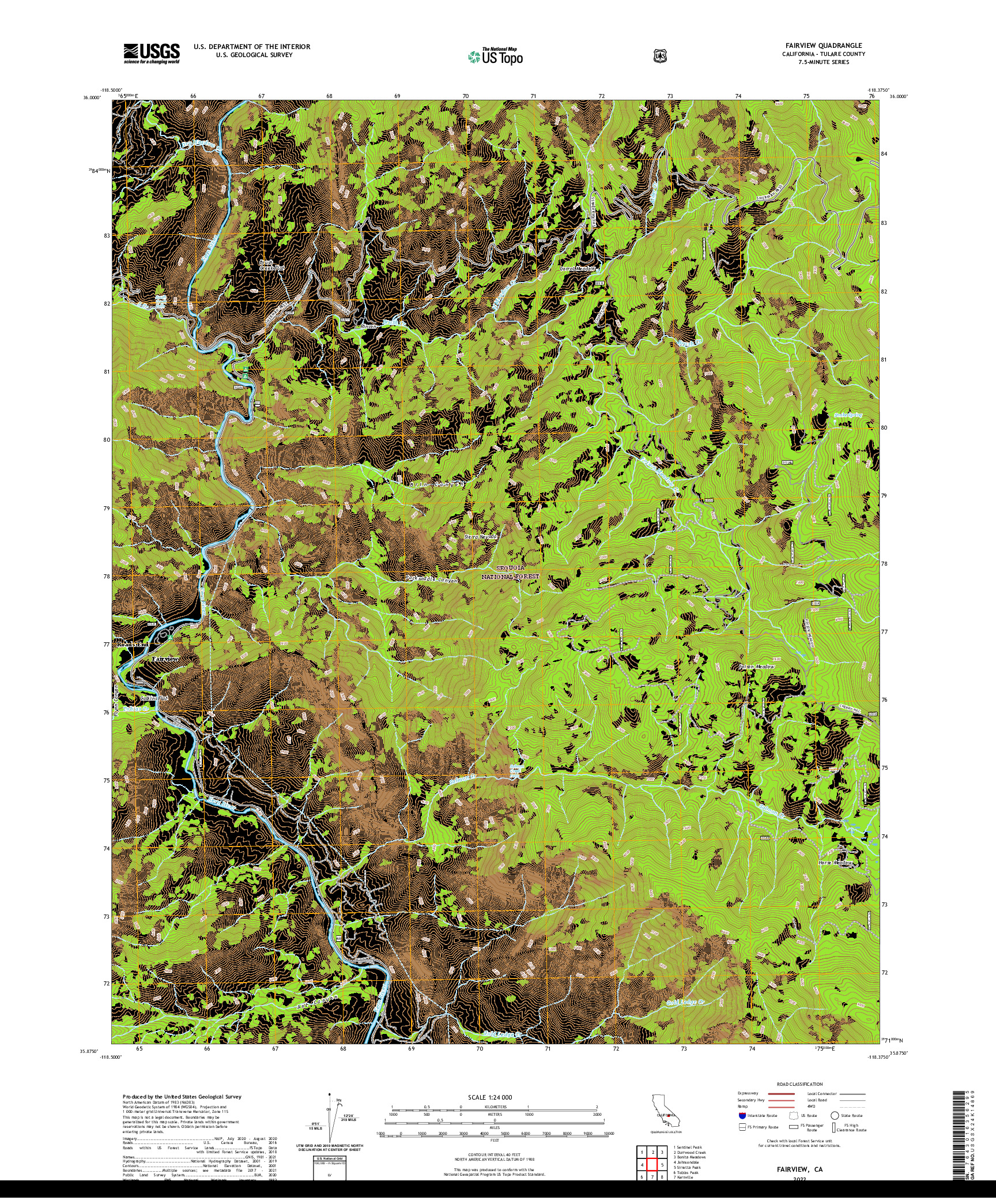 US TOPO 7.5-MINUTE MAP FOR FAIRVIEW, CA