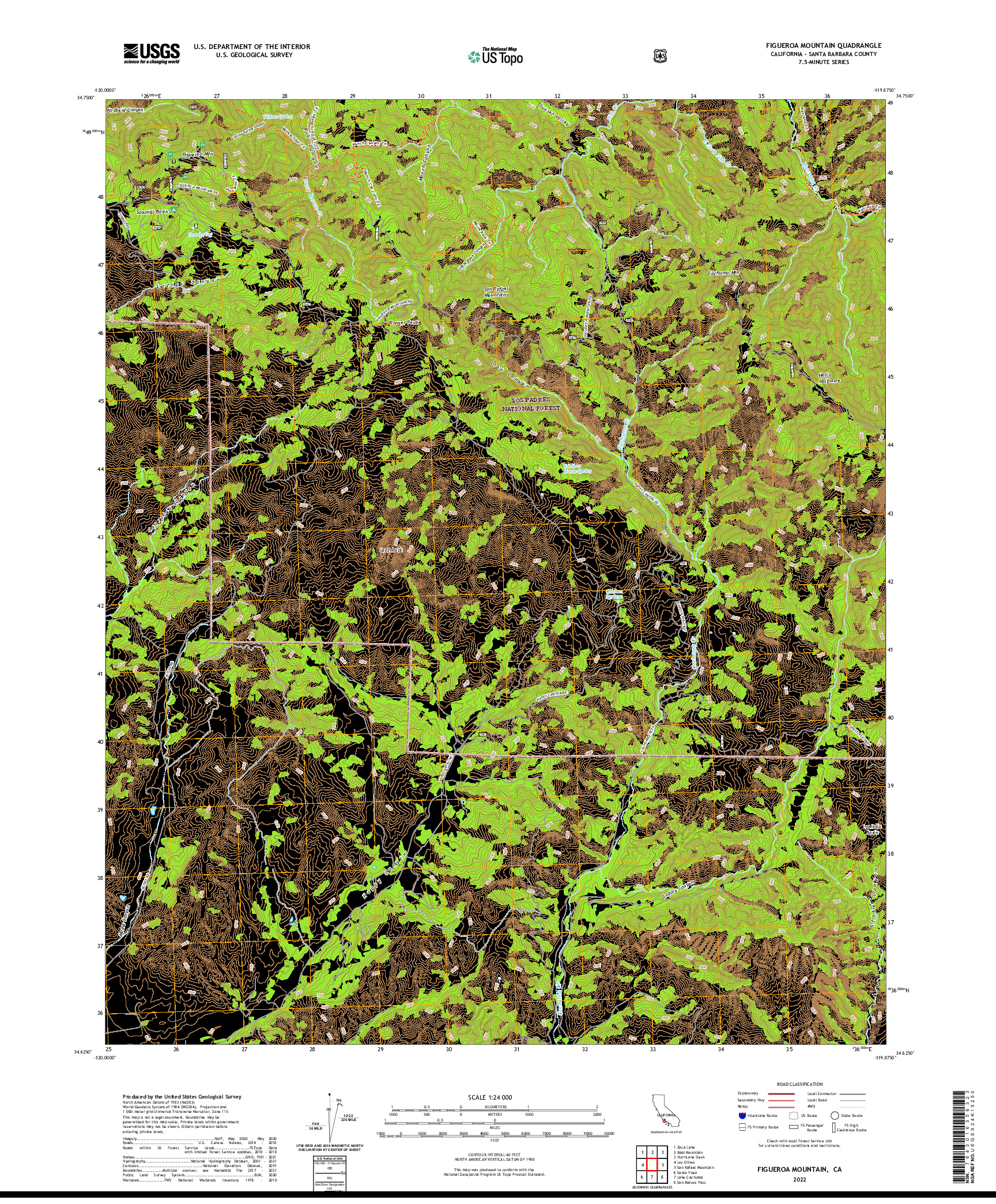 US TOPO 7.5-MINUTE MAP FOR FIGUEROA MOUNTAIN, CA