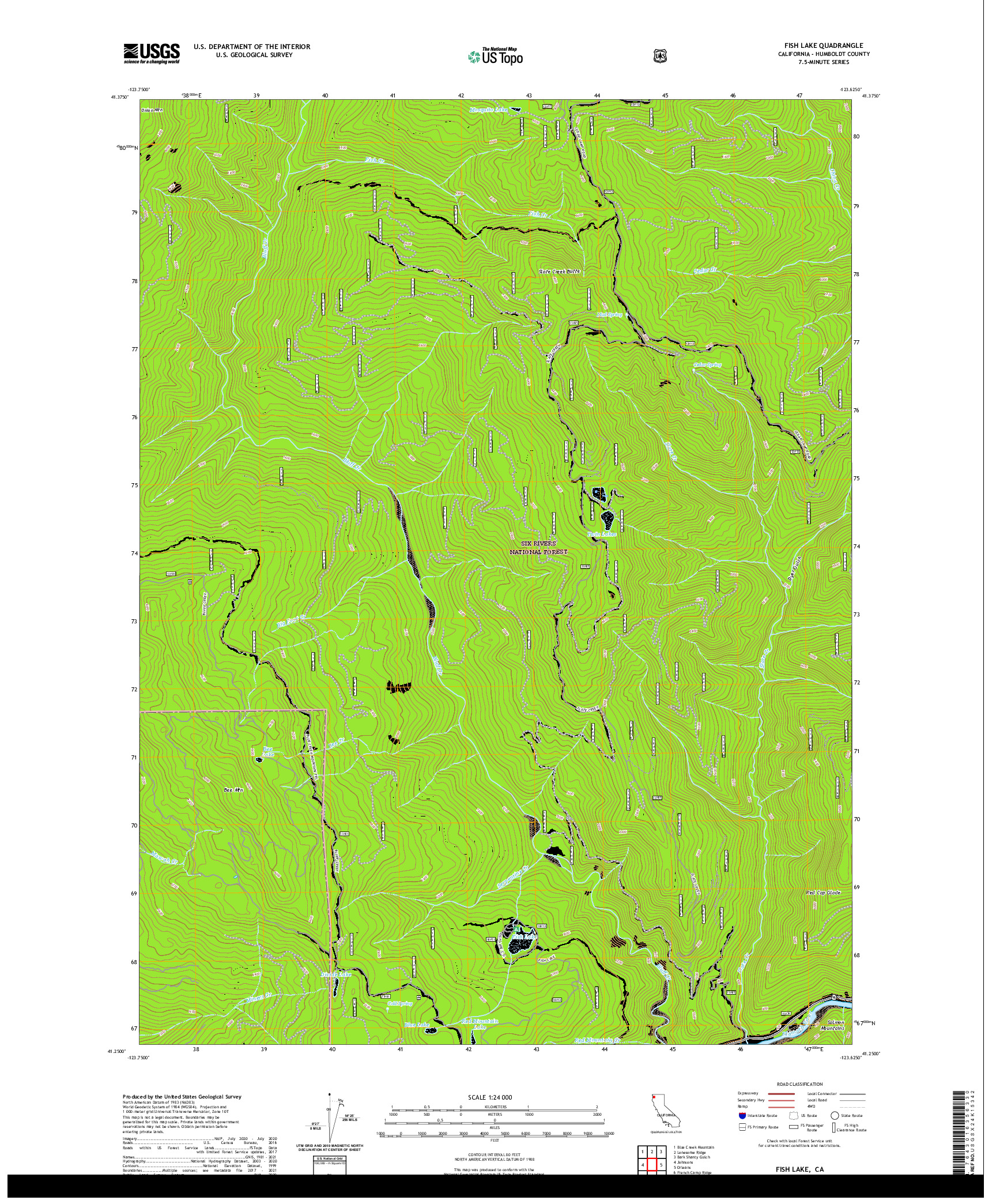 US TOPO 7.5-MINUTE MAP FOR FISH LAKE, CA