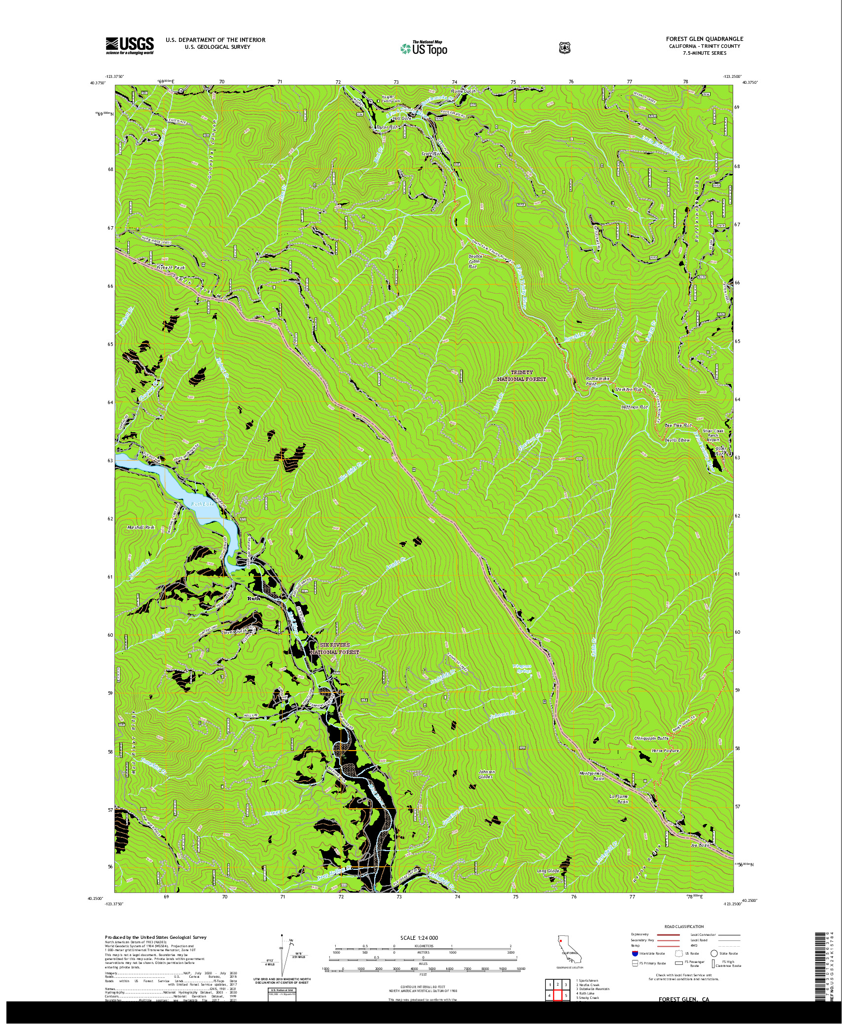 US TOPO 7.5-MINUTE MAP FOR FOREST GLEN, CA