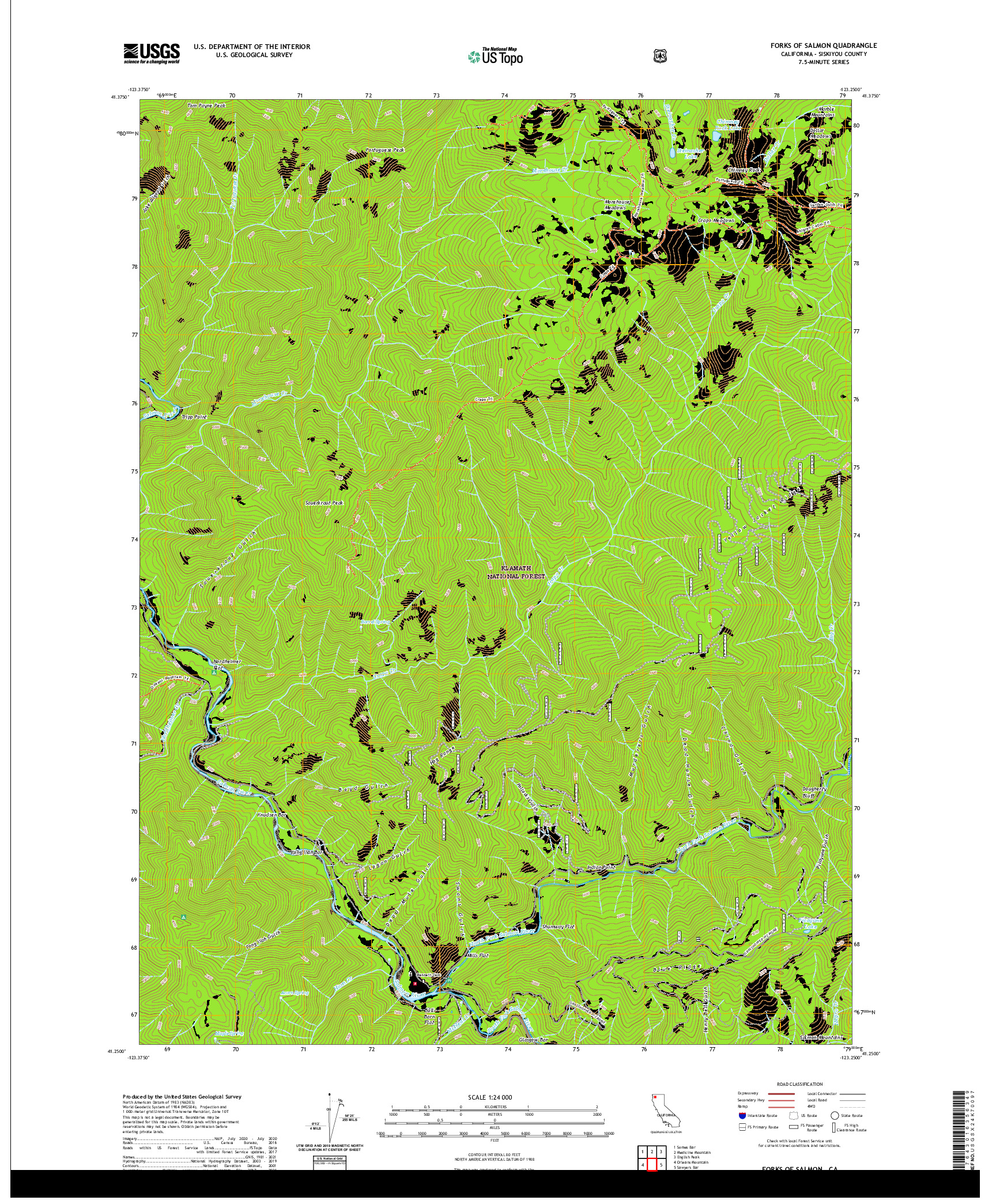 US TOPO 7.5-MINUTE MAP FOR FORKS OF SALMON, CA