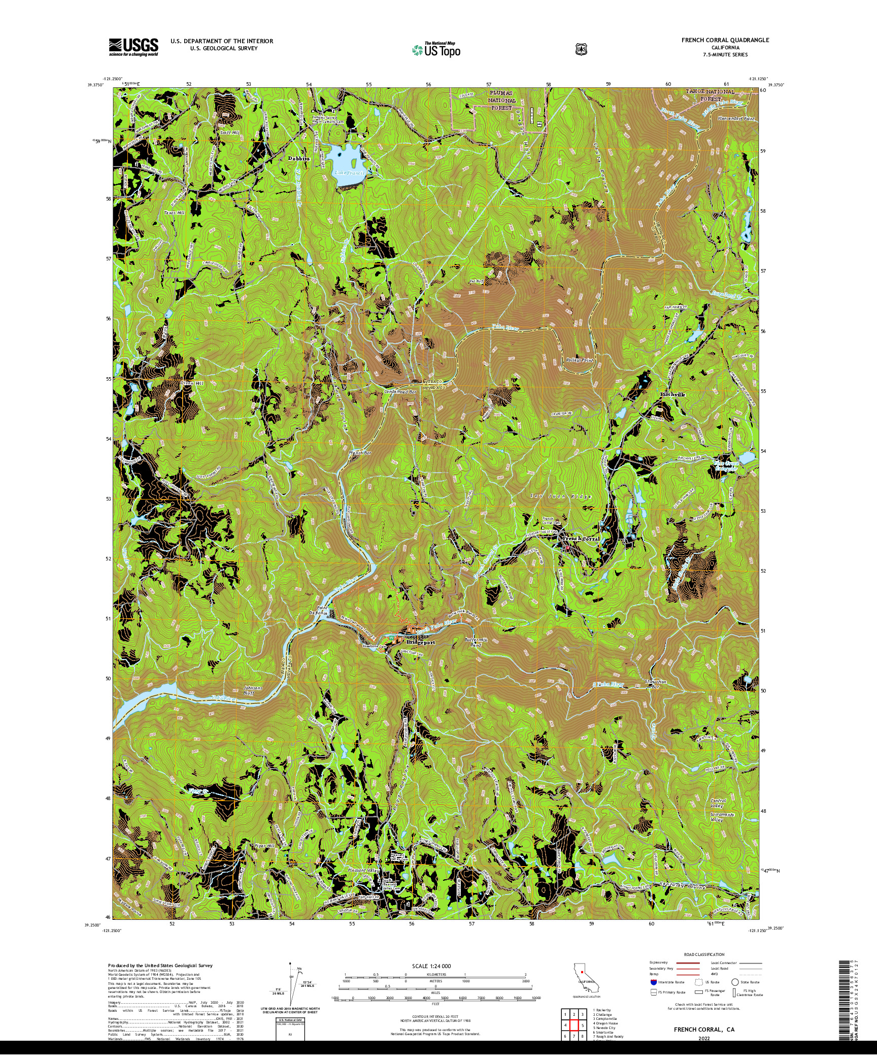 US TOPO 7.5-MINUTE MAP FOR FRENCH CORRAL, CA