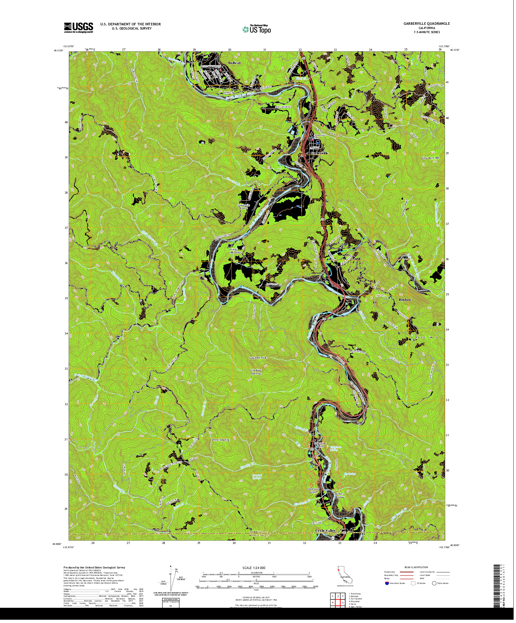 US TOPO 7.5-MINUTE MAP FOR GARBERVILLE, CA