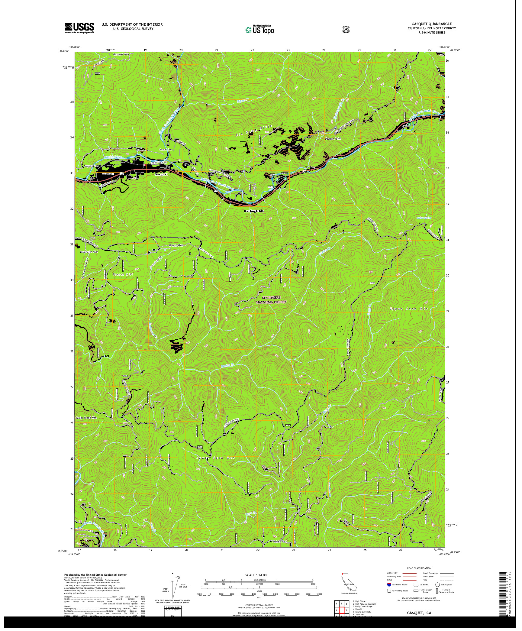 US TOPO 7.5-MINUTE MAP FOR GASQUET, CA