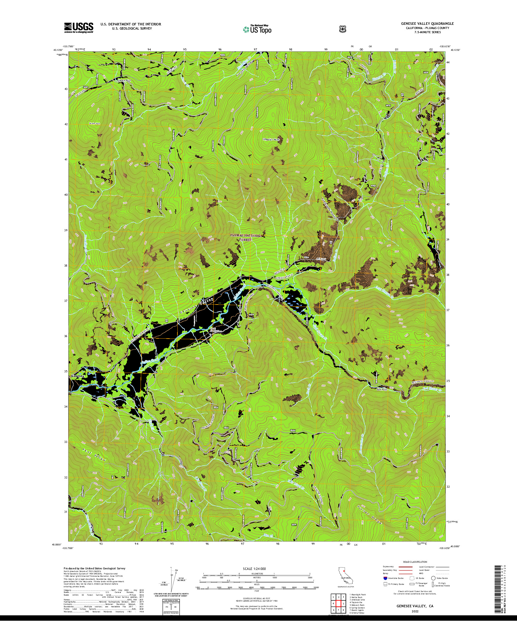 US TOPO 7.5-MINUTE MAP FOR GENESEE VALLEY, CA