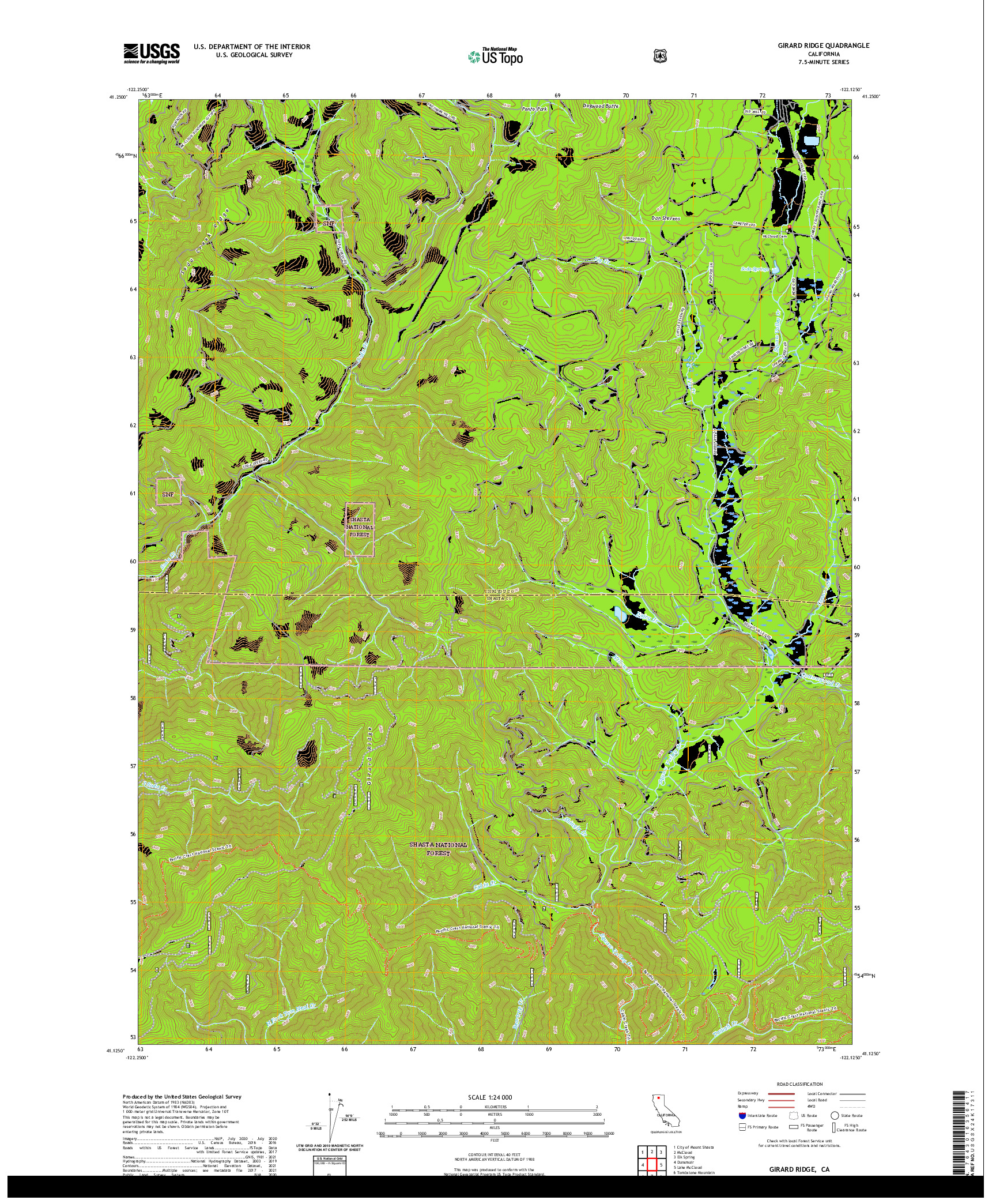 US TOPO 7.5-MINUTE MAP FOR GIRARD RIDGE, CA