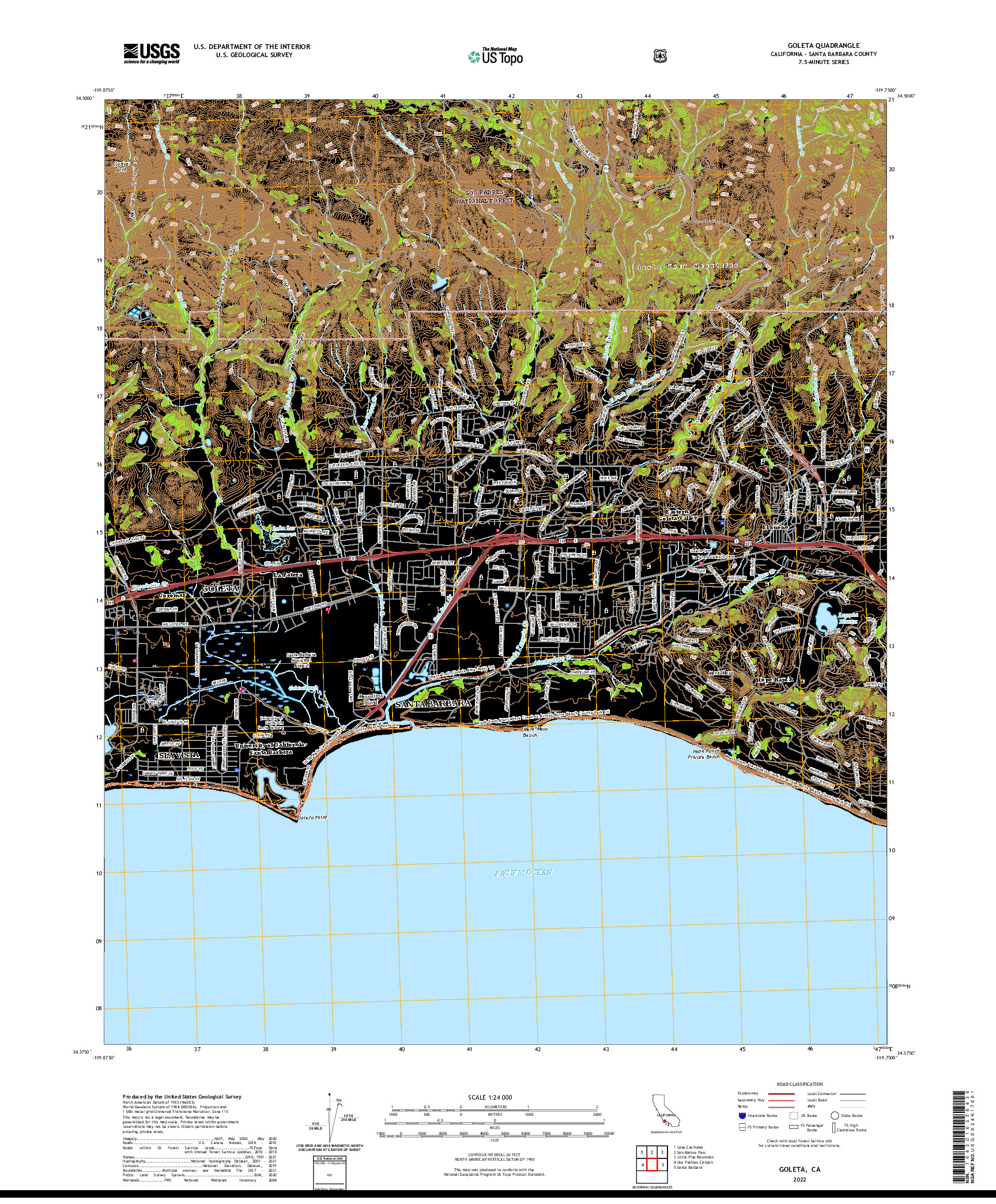 US TOPO 7.5-MINUTE MAP FOR GOLETA, CA