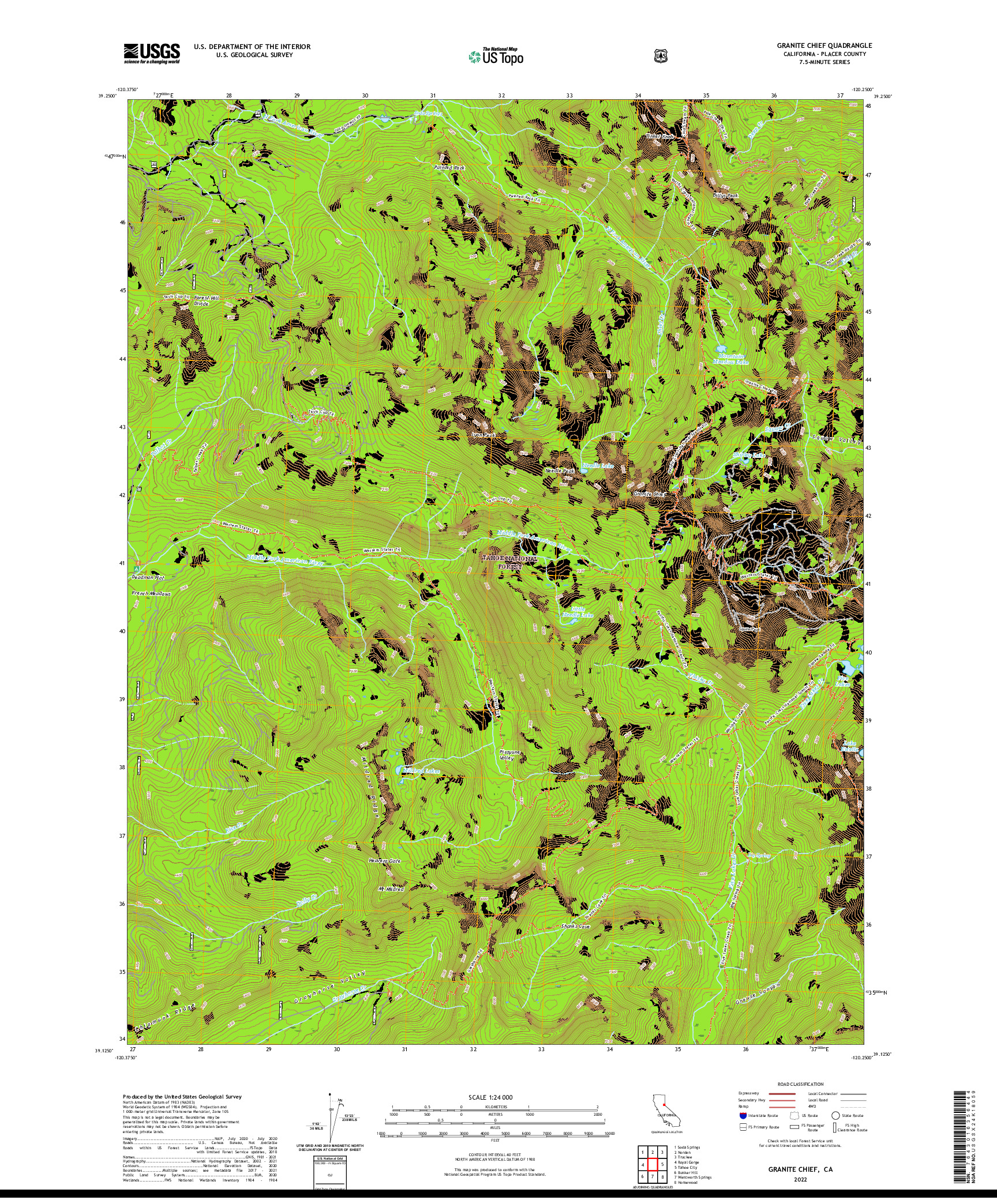 US TOPO 7.5-MINUTE MAP FOR GRANITE CHIEF, CA