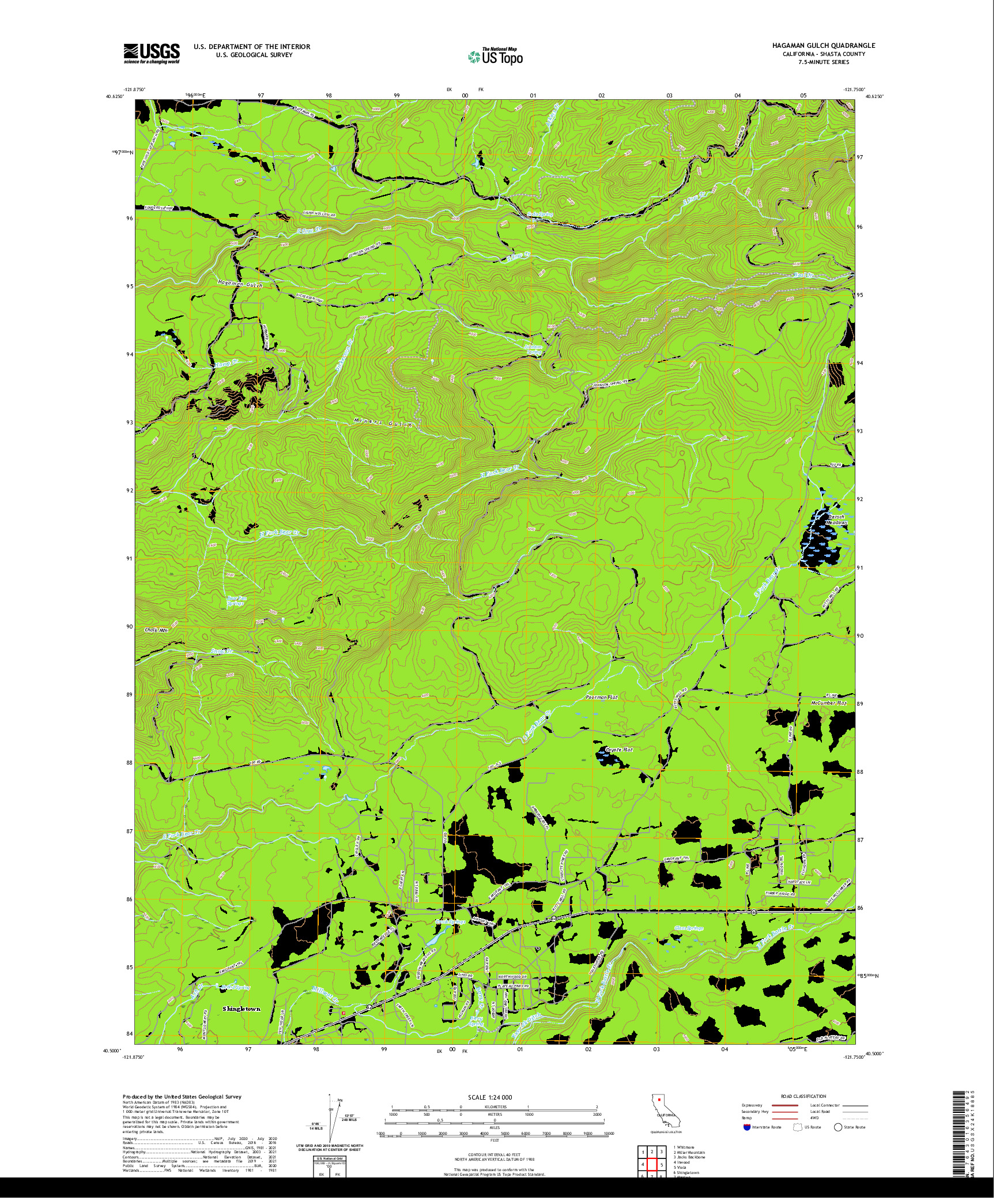 US TOPO 7.5-MINUTE MAP FOR HAGAMAN GULCH, CA