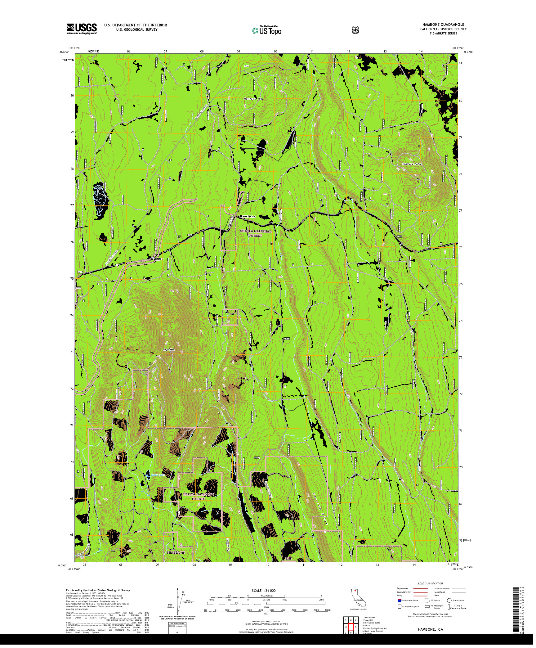 US TOPO 7.5-MINUTE MAP FOR HAMBONE, CA