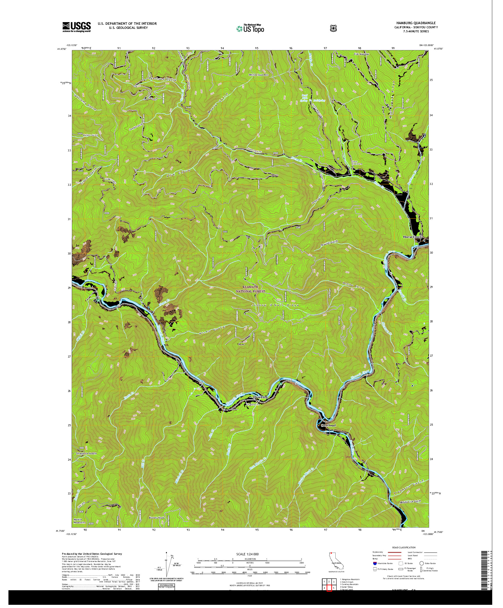 US TOPO 7.5-MINUTE MAP FOR HAMBURG, CA