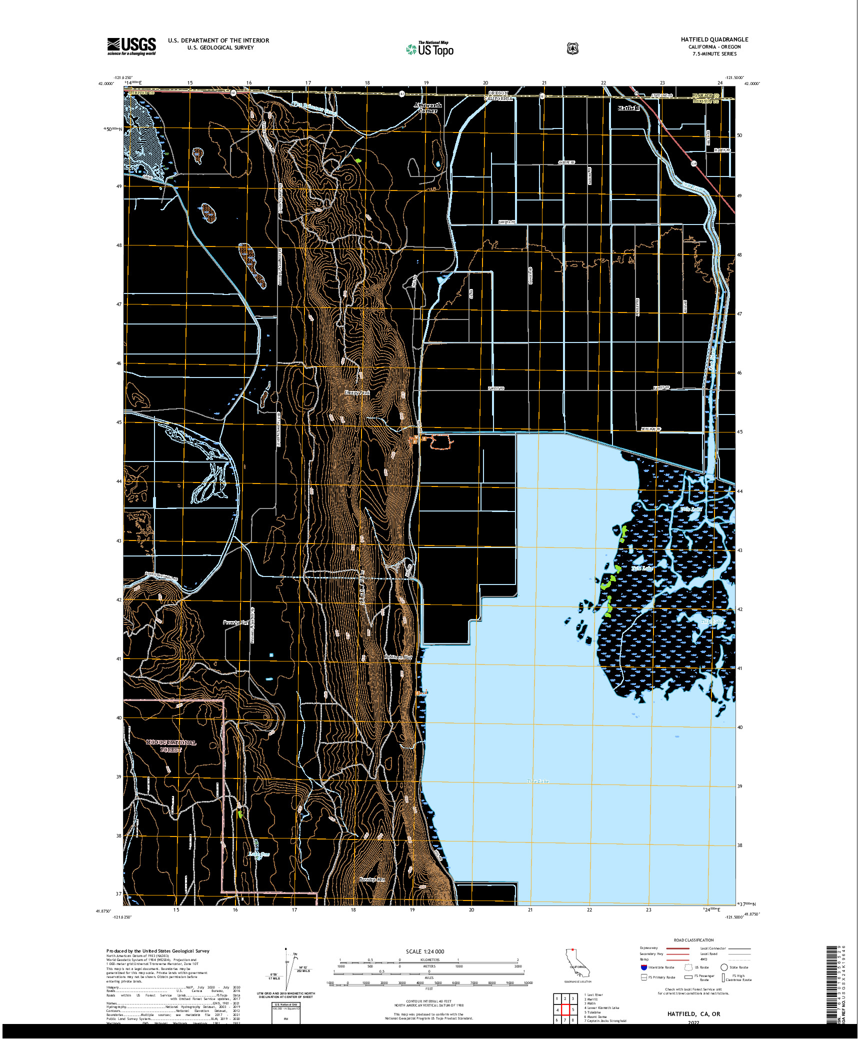 US TOPO 7.5-MINUTE MAP FOR HATFIELD, CA,OR