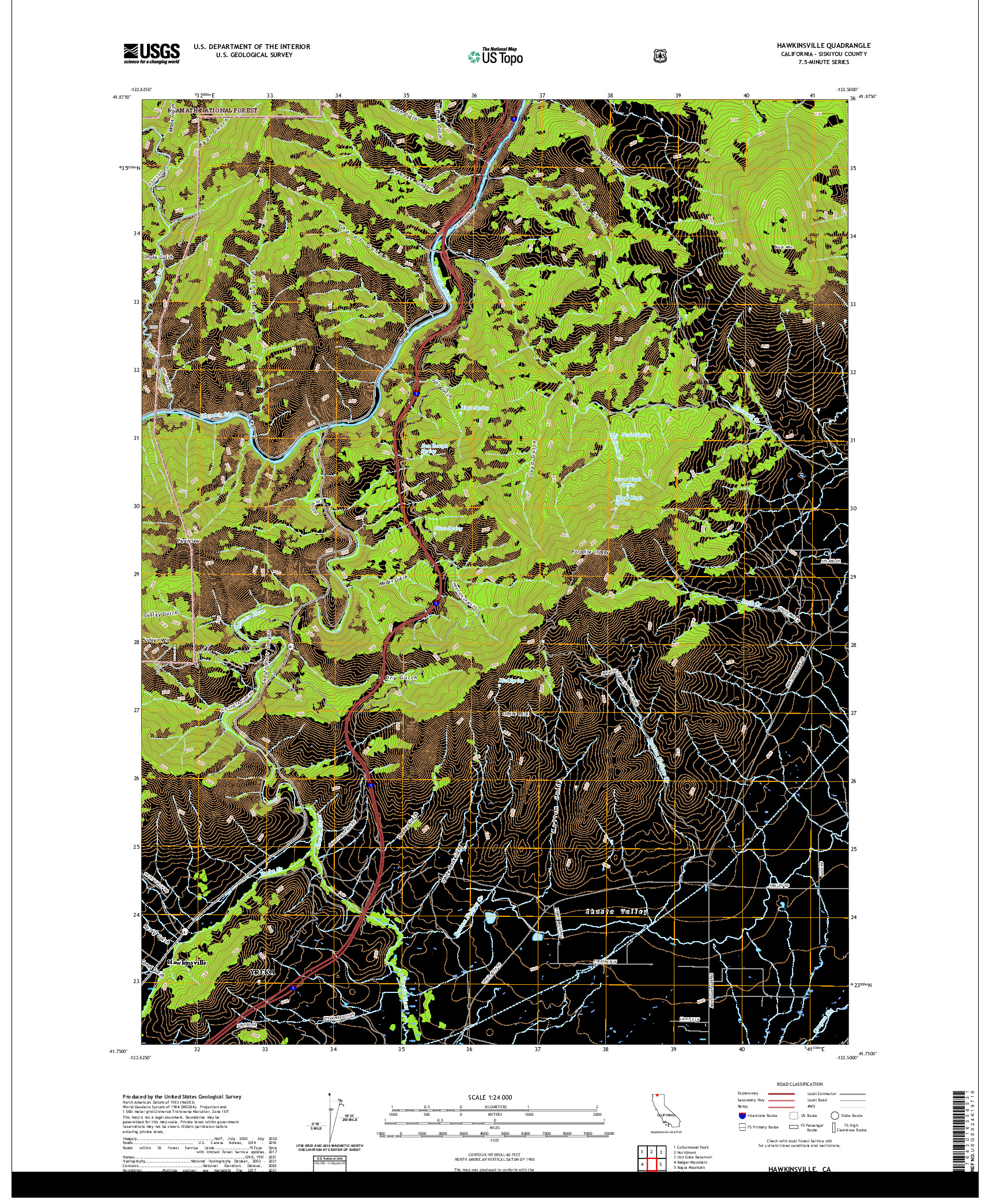 US TOPO 7.5-MINUTE MAP FOR HAWKINSVILLE, CA