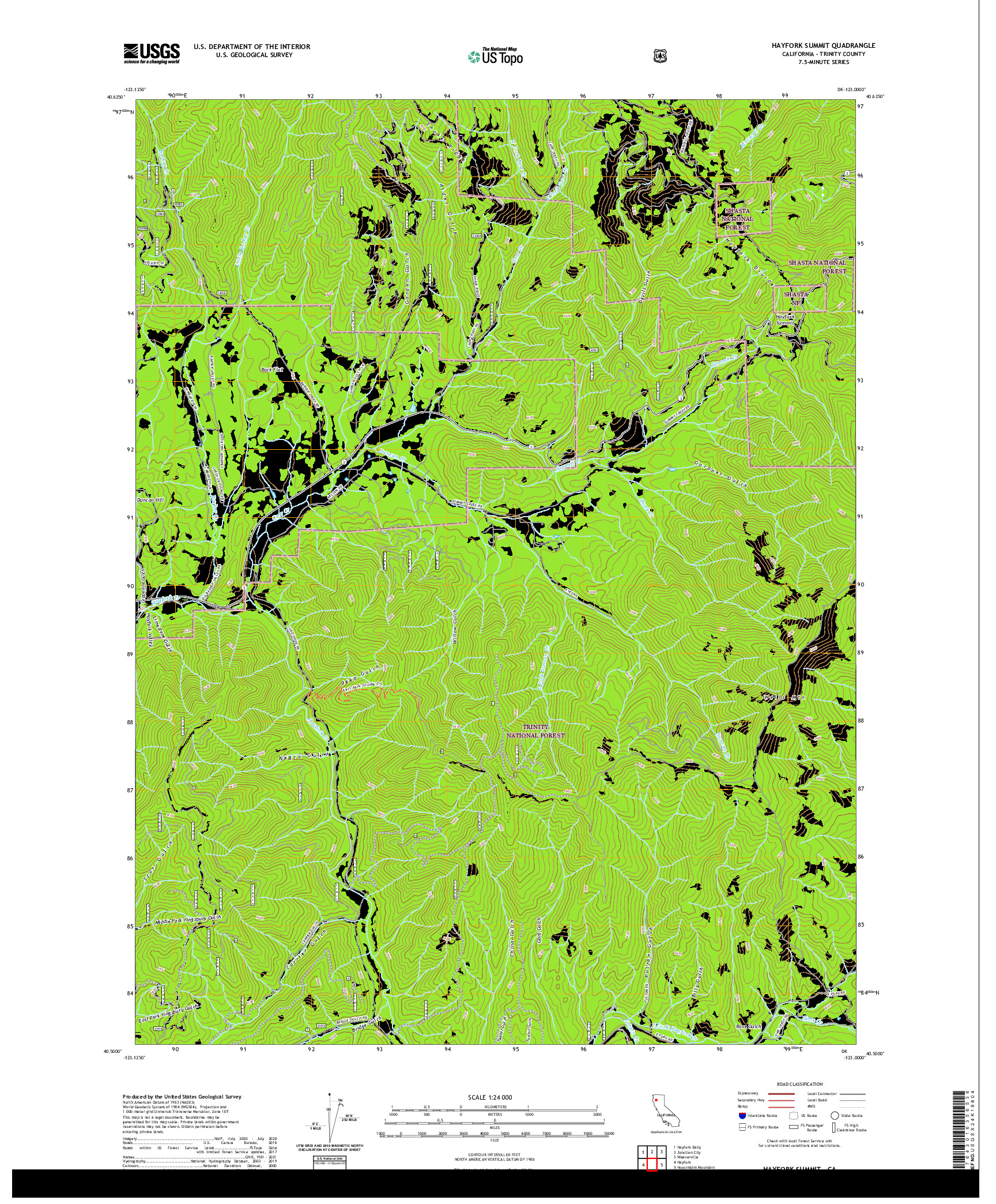 US TOPO 7.5-MINUTE MAP FOR HAYFORK SUMMIT, CA