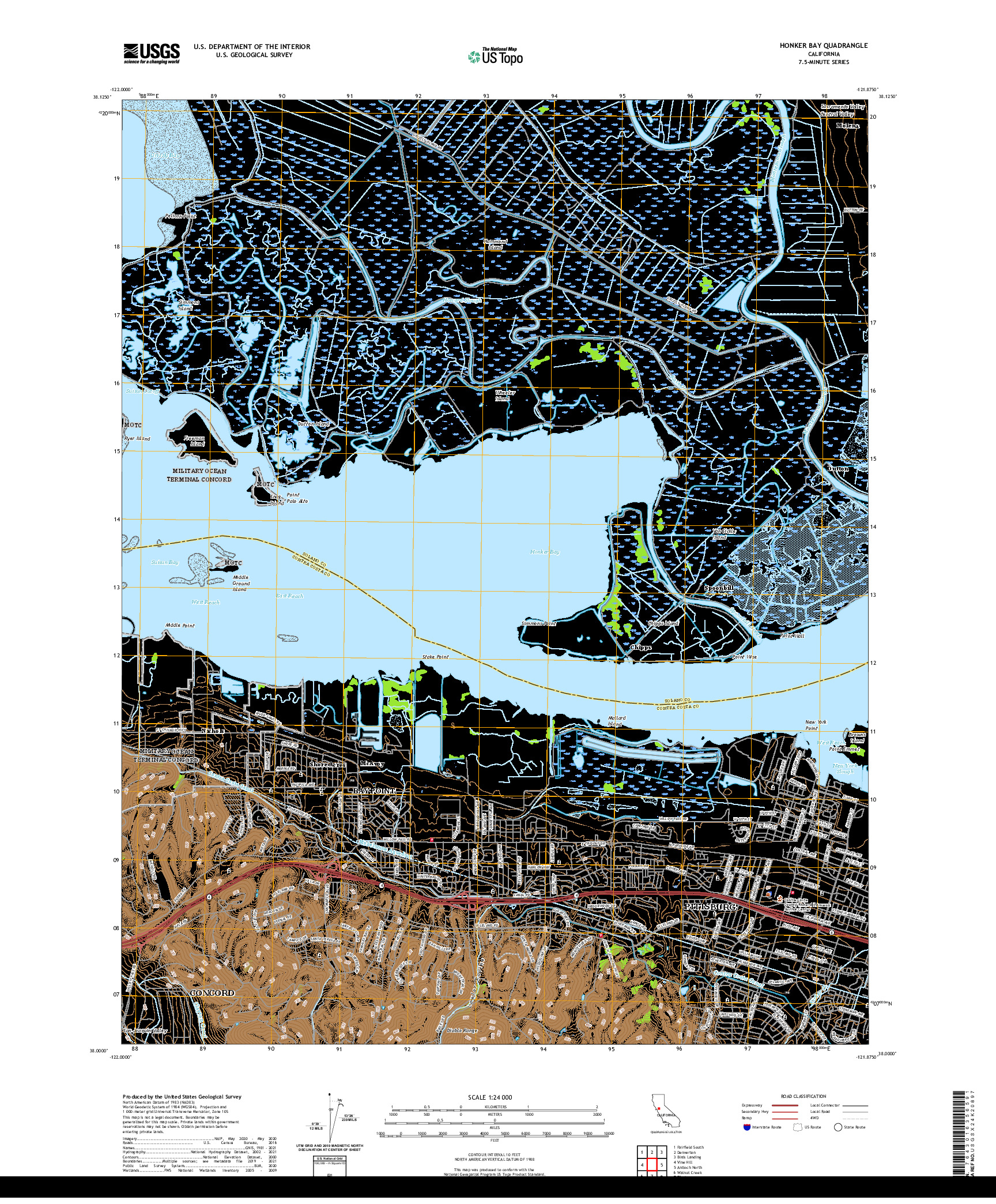 US TOPO 7.5-MINUTE MAP FOR HONKER BAY, CA