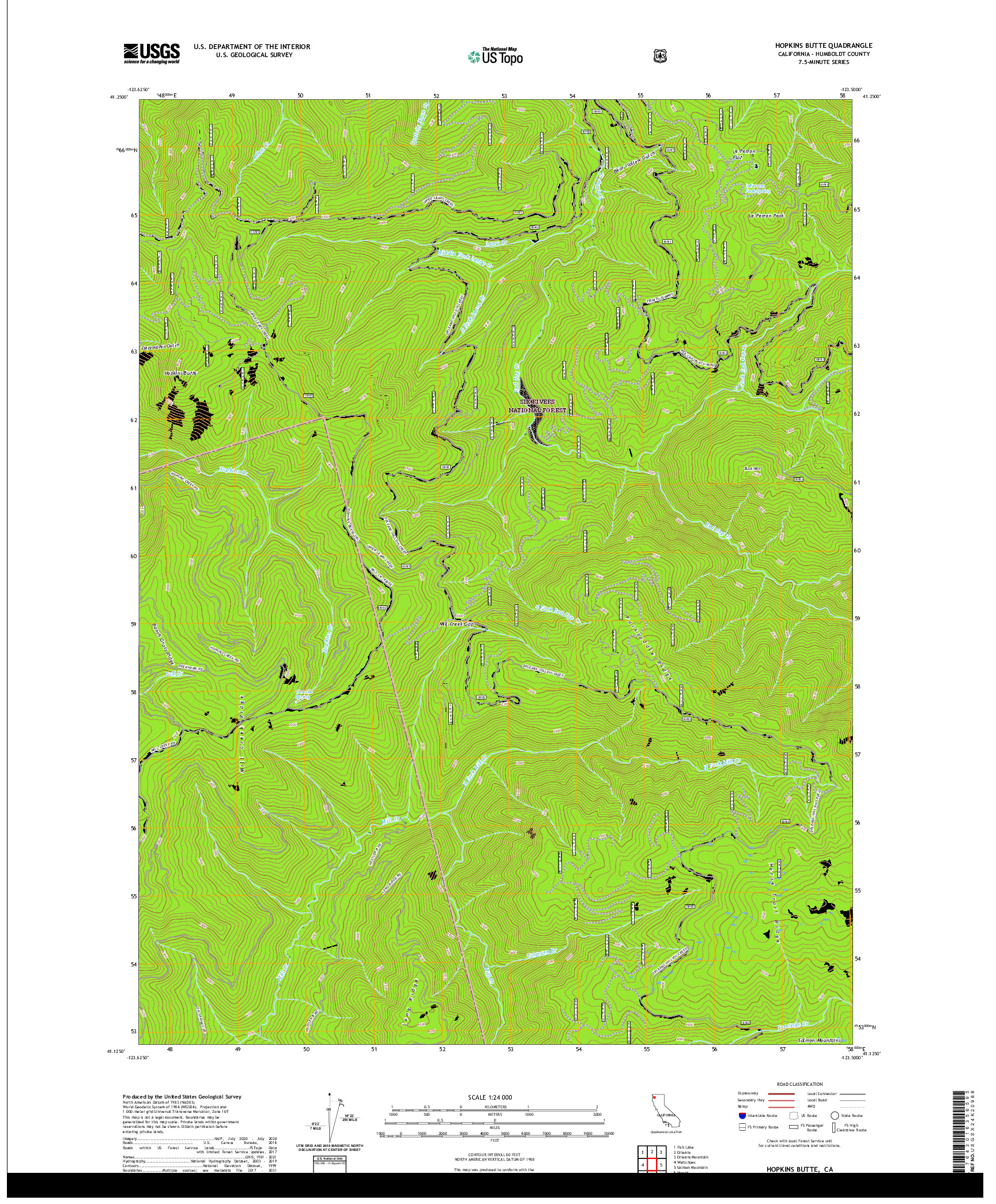 US TOPO 7.5-MINUTE MAP FOR HOPKINS BUTTE, CA