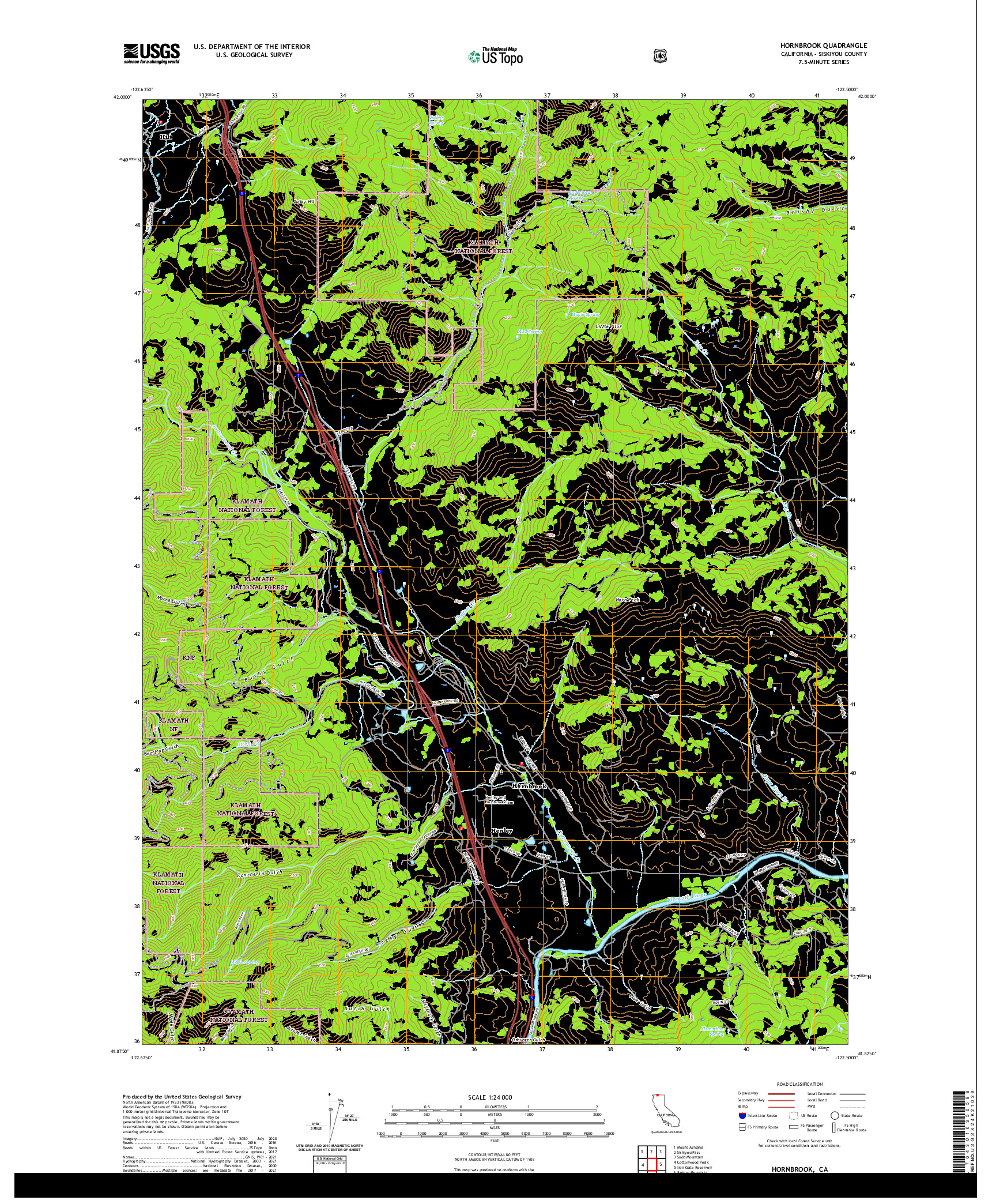 US TOPO 7.5-MINUTE MAP FOR HORNBROOK, CA