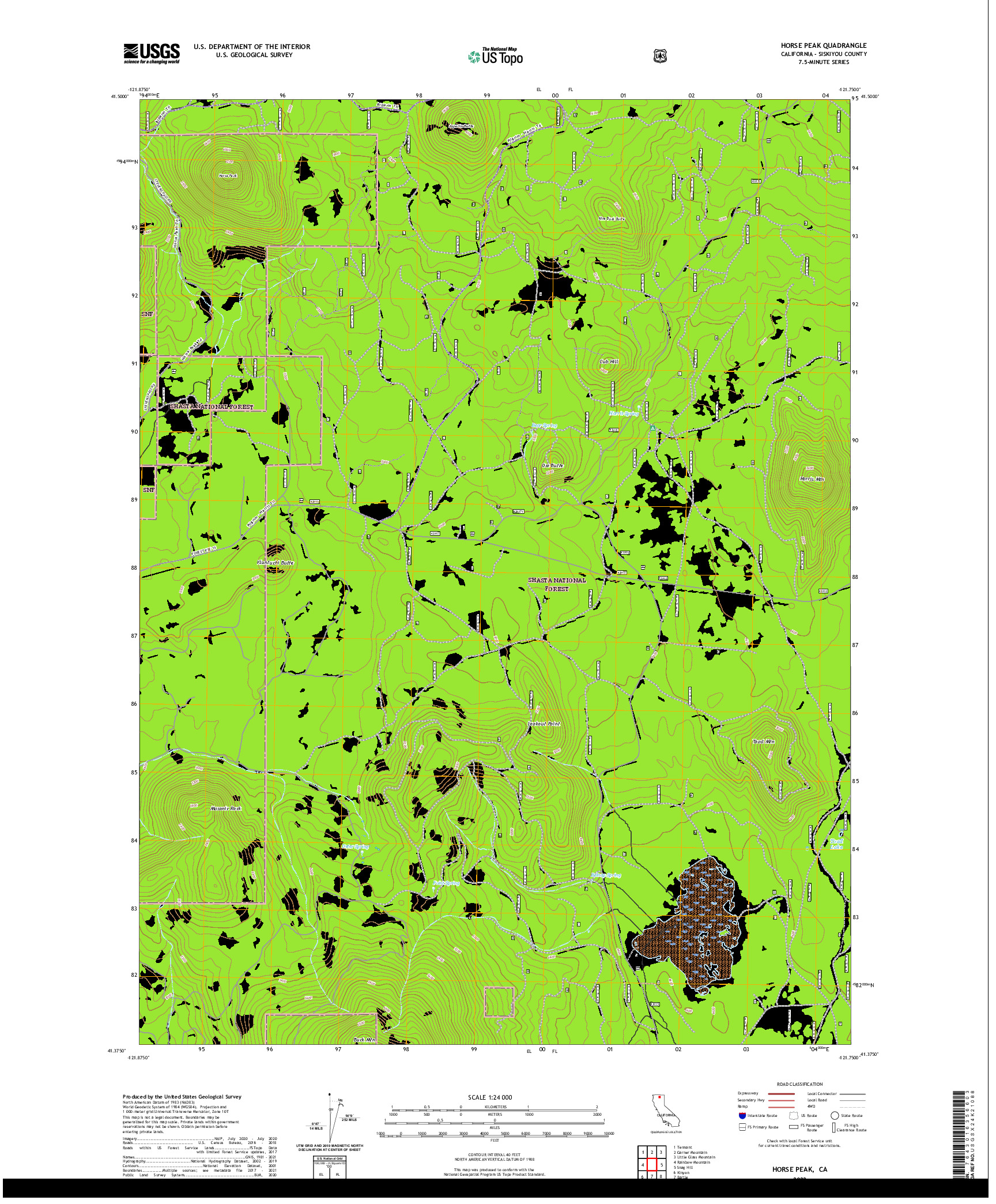 US TOPO 7.5-MINUTE MAP FOR HORSE PEAK, CA