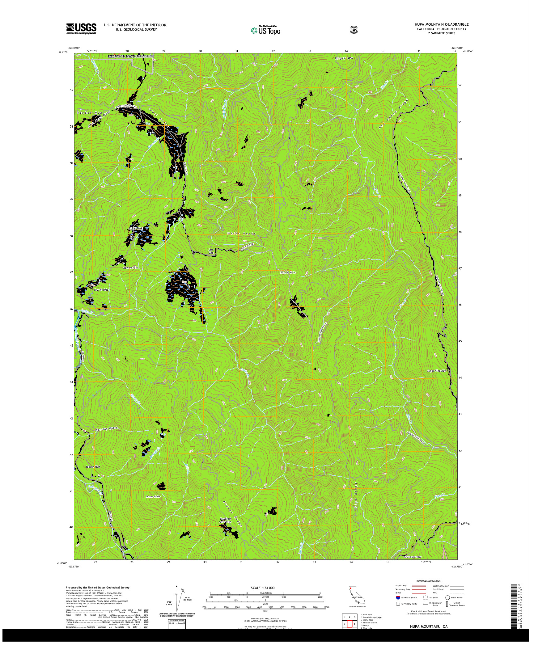 US TOPO 7.5-MINUTE MAP FOR HUPA MOUNTAIN, CA