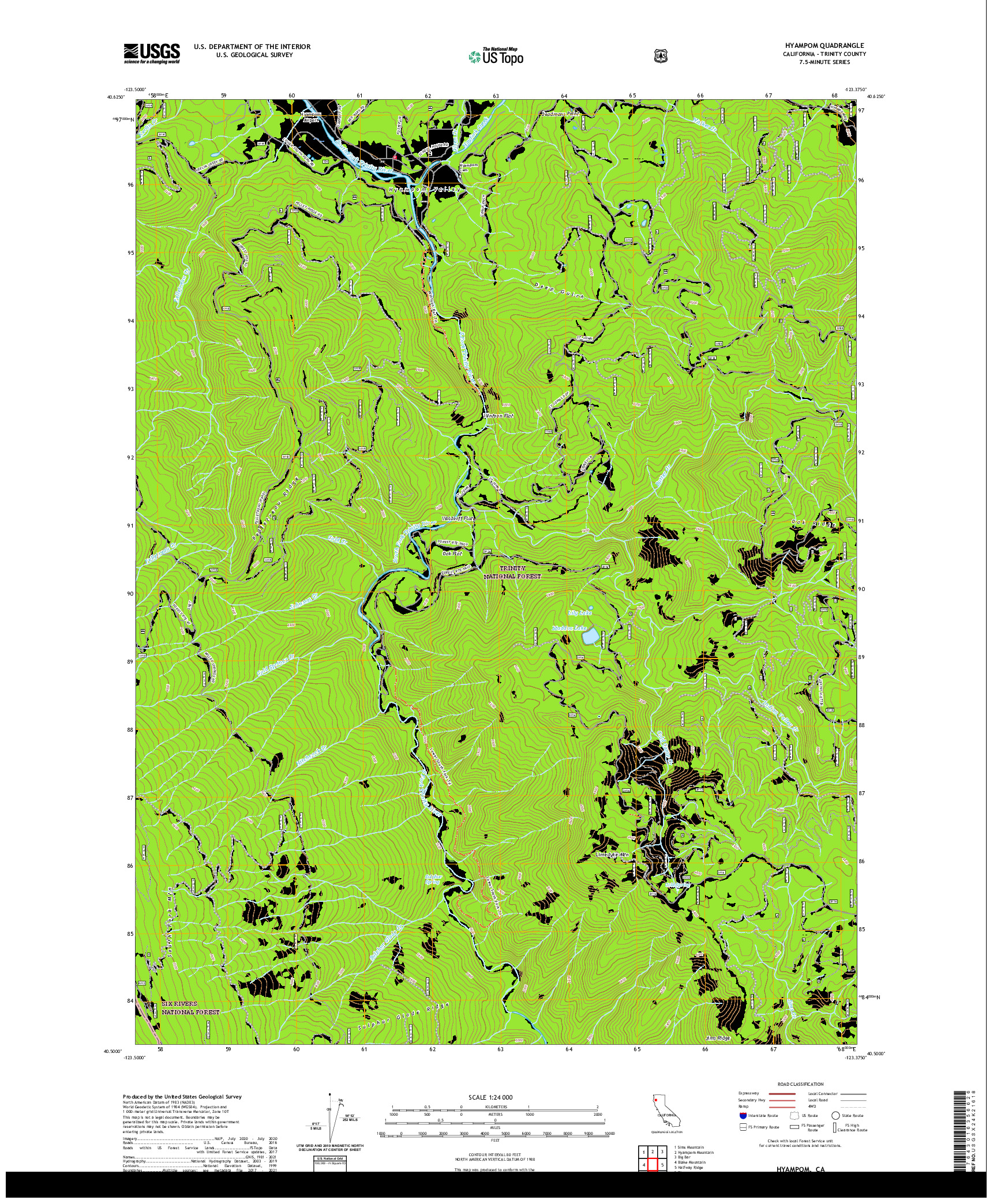 US TOPO 7.5-MINUTE MAP FOR HYAMPOM, CA