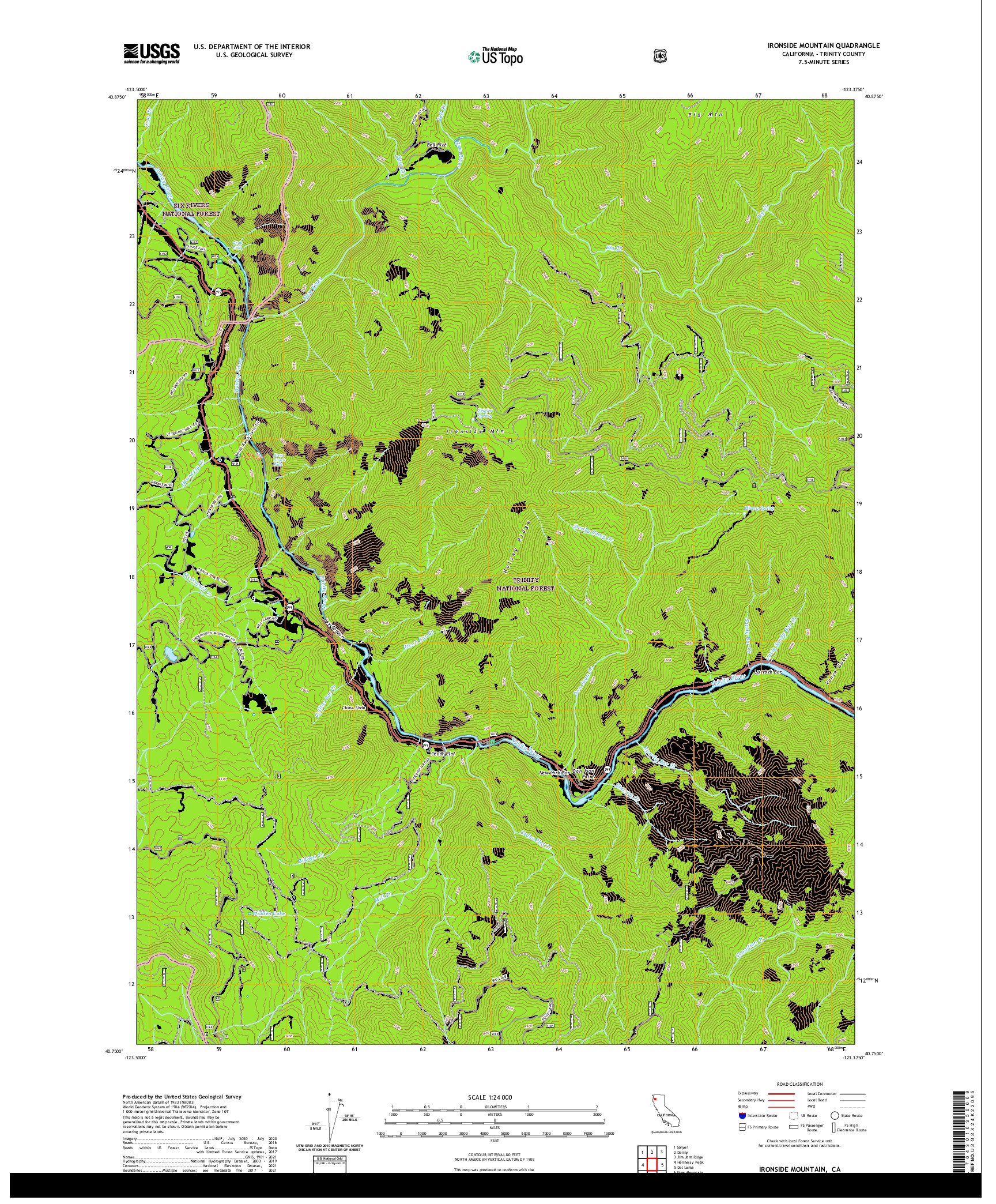 US TOPO 7.5-MINUTE MAP FOR IRONSIDE MOUNTAIN, CA