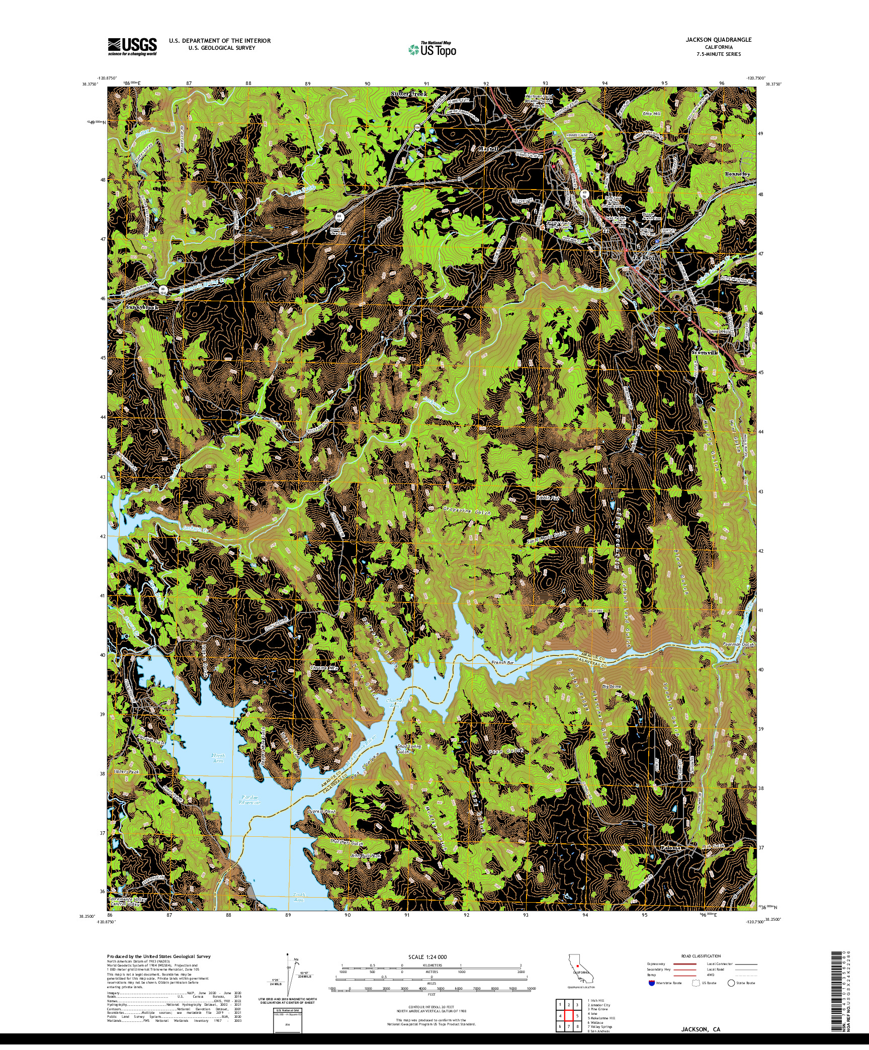 US TOPO 7.5-MINUTE MAP FOR JACKSON, CA