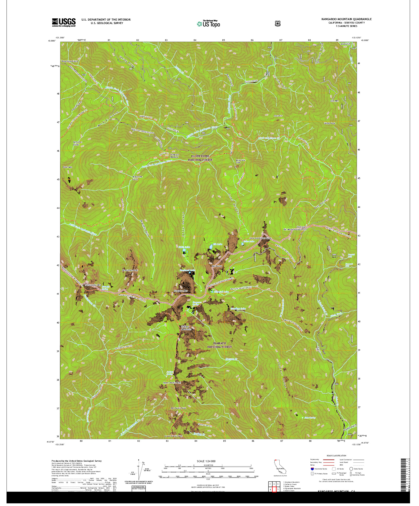 US TOPO 7.5-MINUTE MAP FOR KANGAROO MOUNTAIN, CA