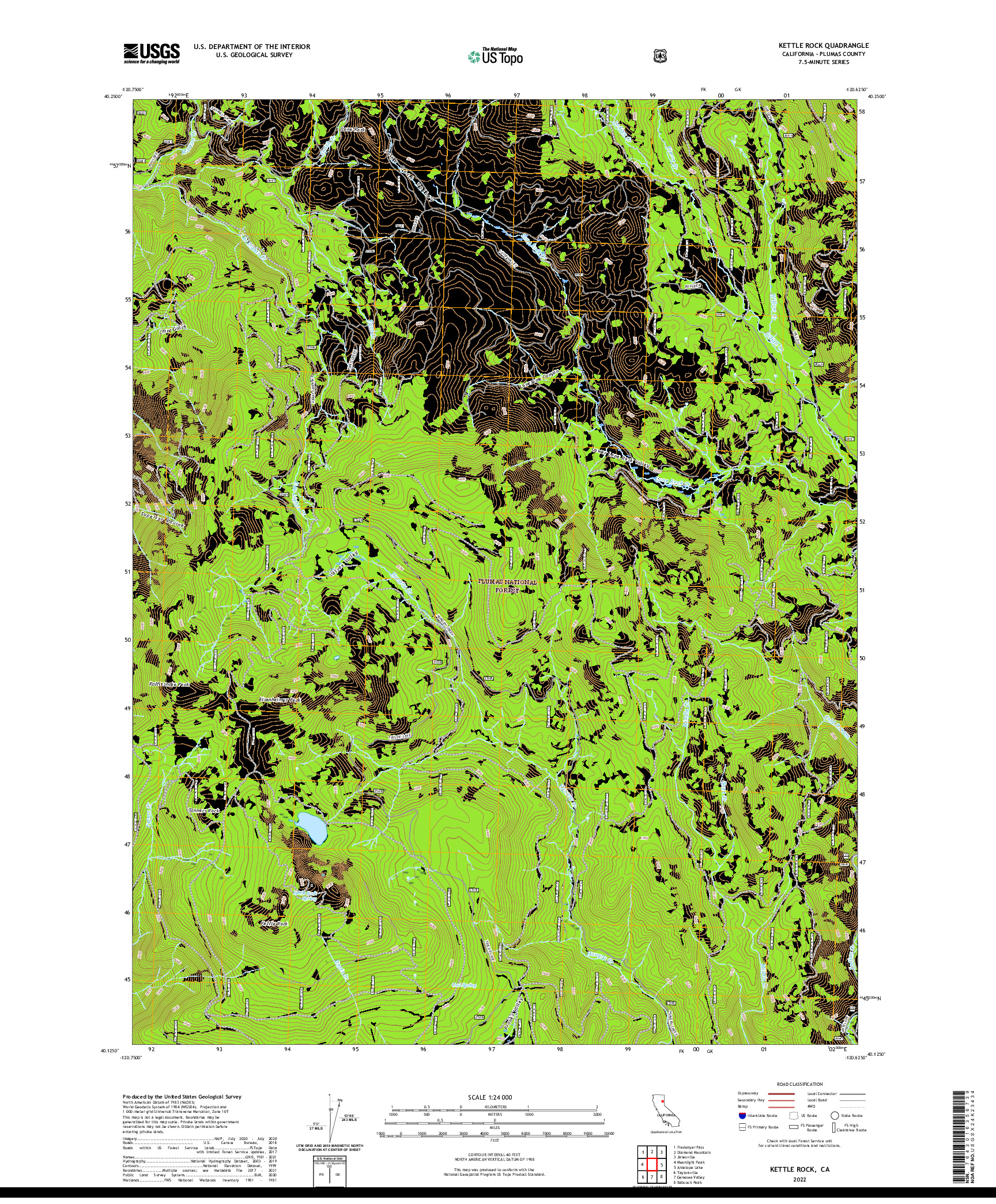 US TOPO 7.5-MINUTE MAP FOR KETTLE ROCK, CA