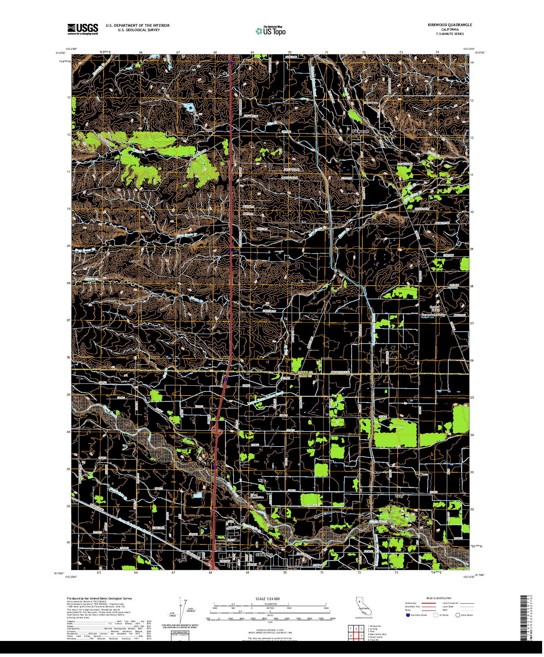 US TOPO 7.5-MINUTE MAP FOR KIRKWOOD, CA