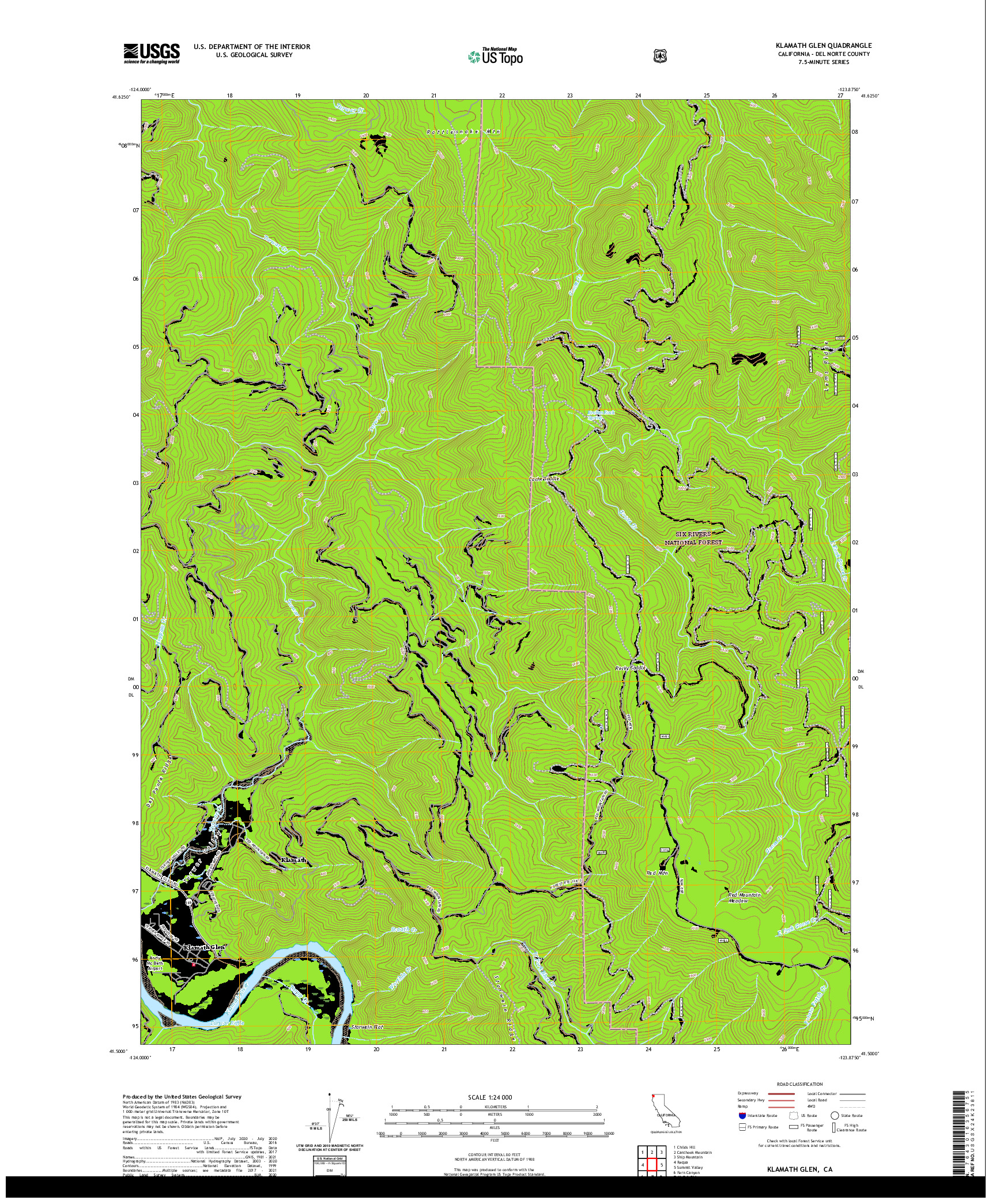 US TOPO 7.5-MINUTE MAP FOR KLAMATH GLEN, CA