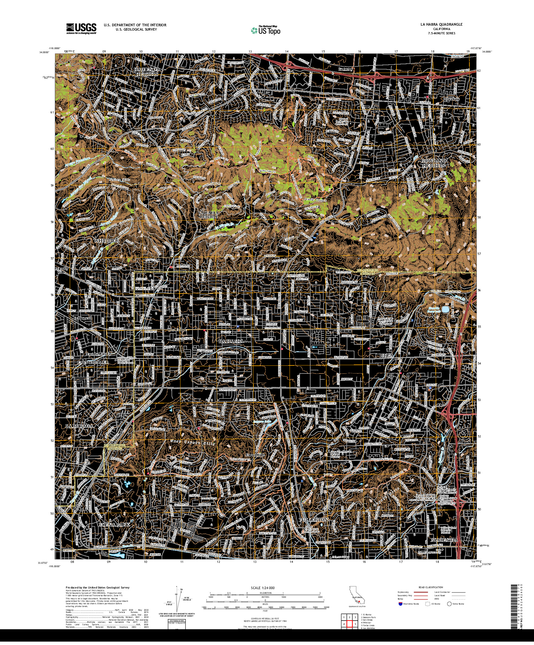 US TOPO 7.5-MINUTE MAP FOR LA HABRA, CA