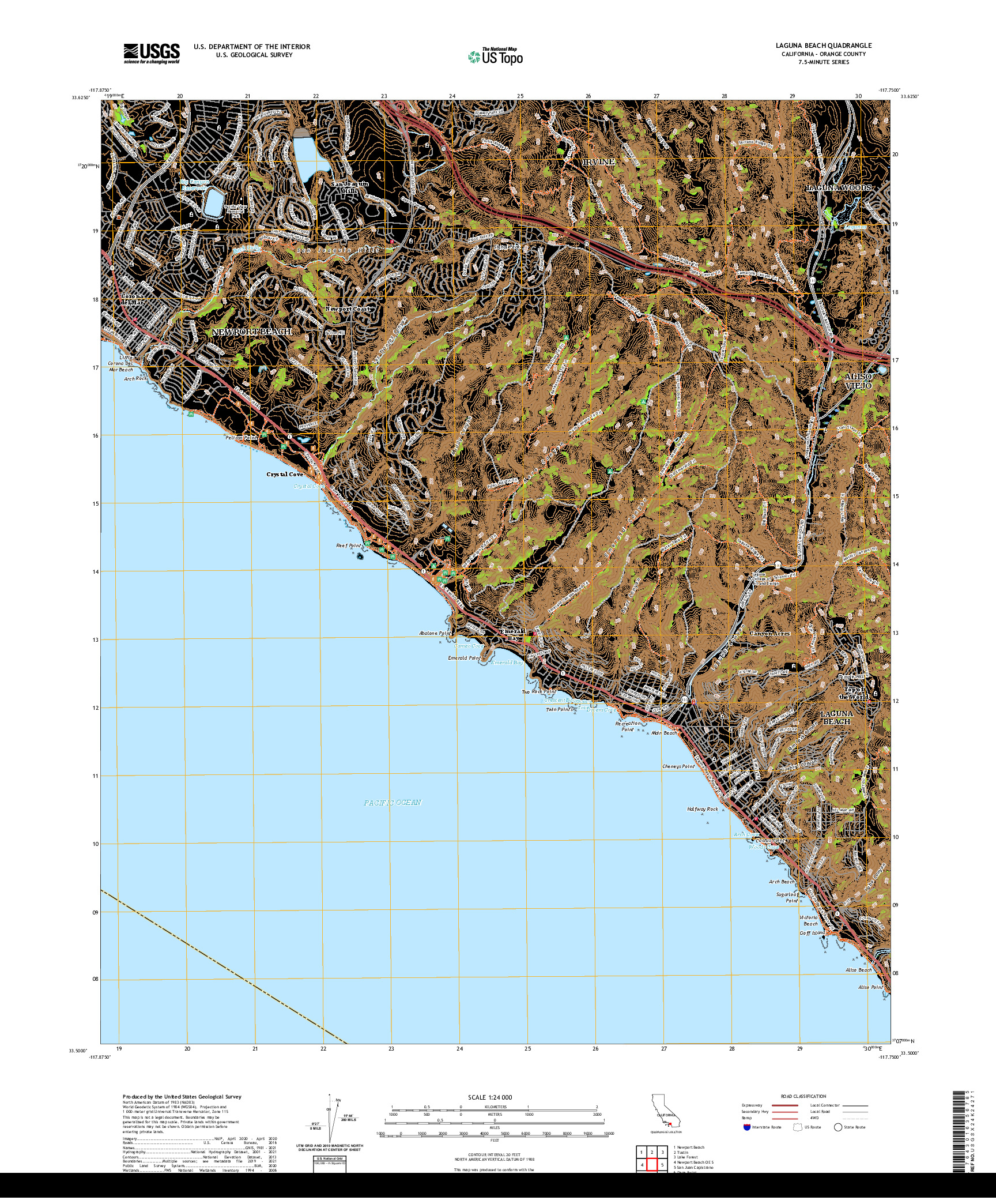 US TOPO 7.5-MINUTE MAP FOR LAGUNA BEACH, CA