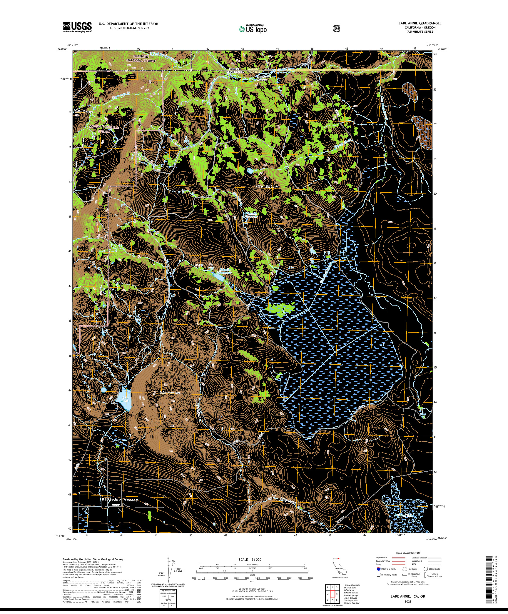 US TOPO 7.5-MINUTE MAP FOR LAKE ANNIE, CA,OR