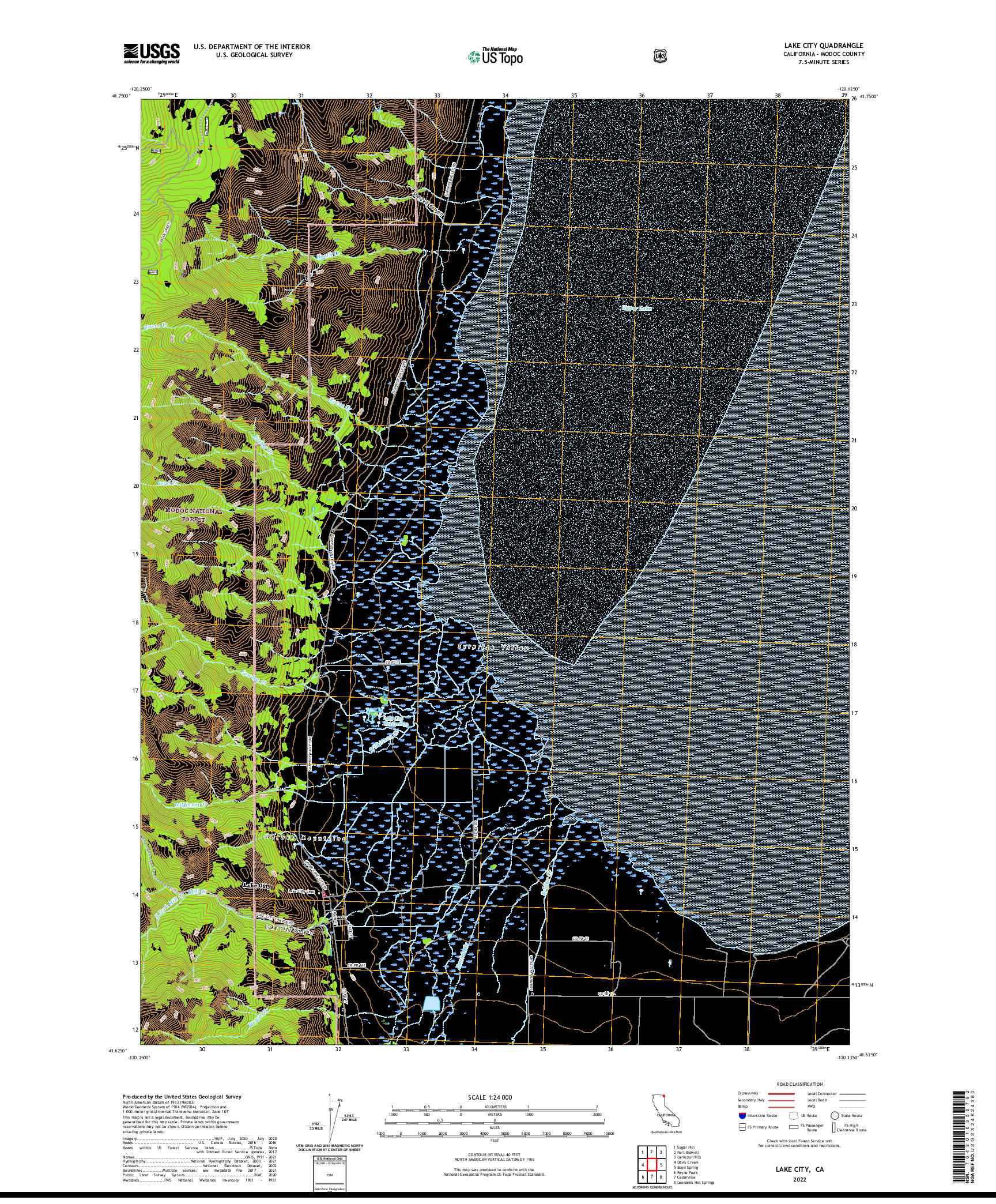 US TOPO 7.5-MINUTE MAP FOR LAKE CITY, CA