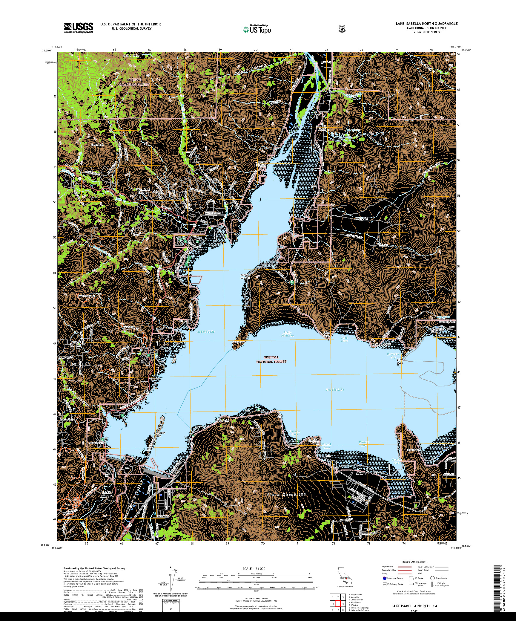 US TOPO 7.5-MINUTE MAP FOR LAKE ISABELLA NORTH, CA
