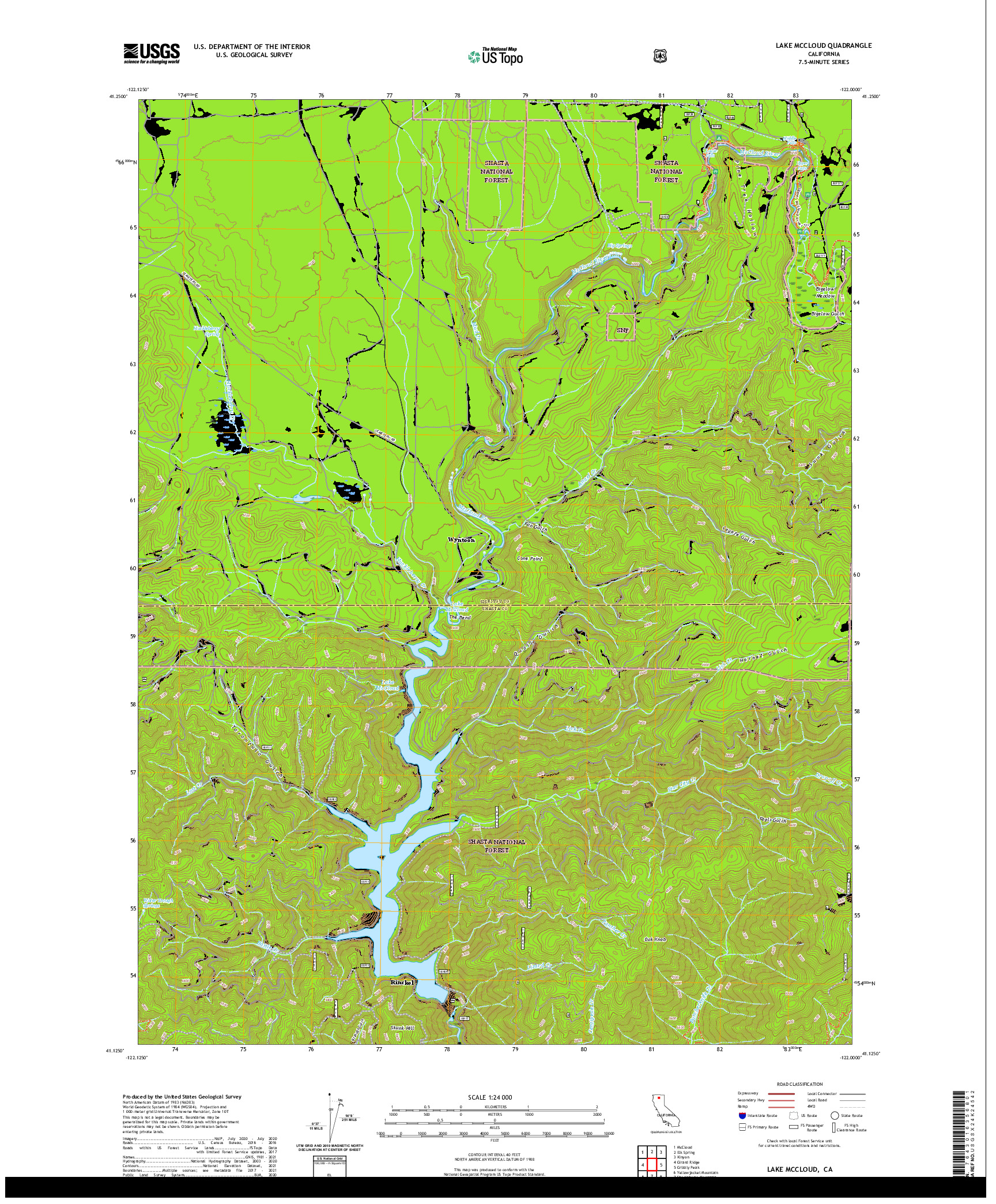 US TOPO 7.5-MINUTE MAP FOR LAKE MCCLOUD, CA