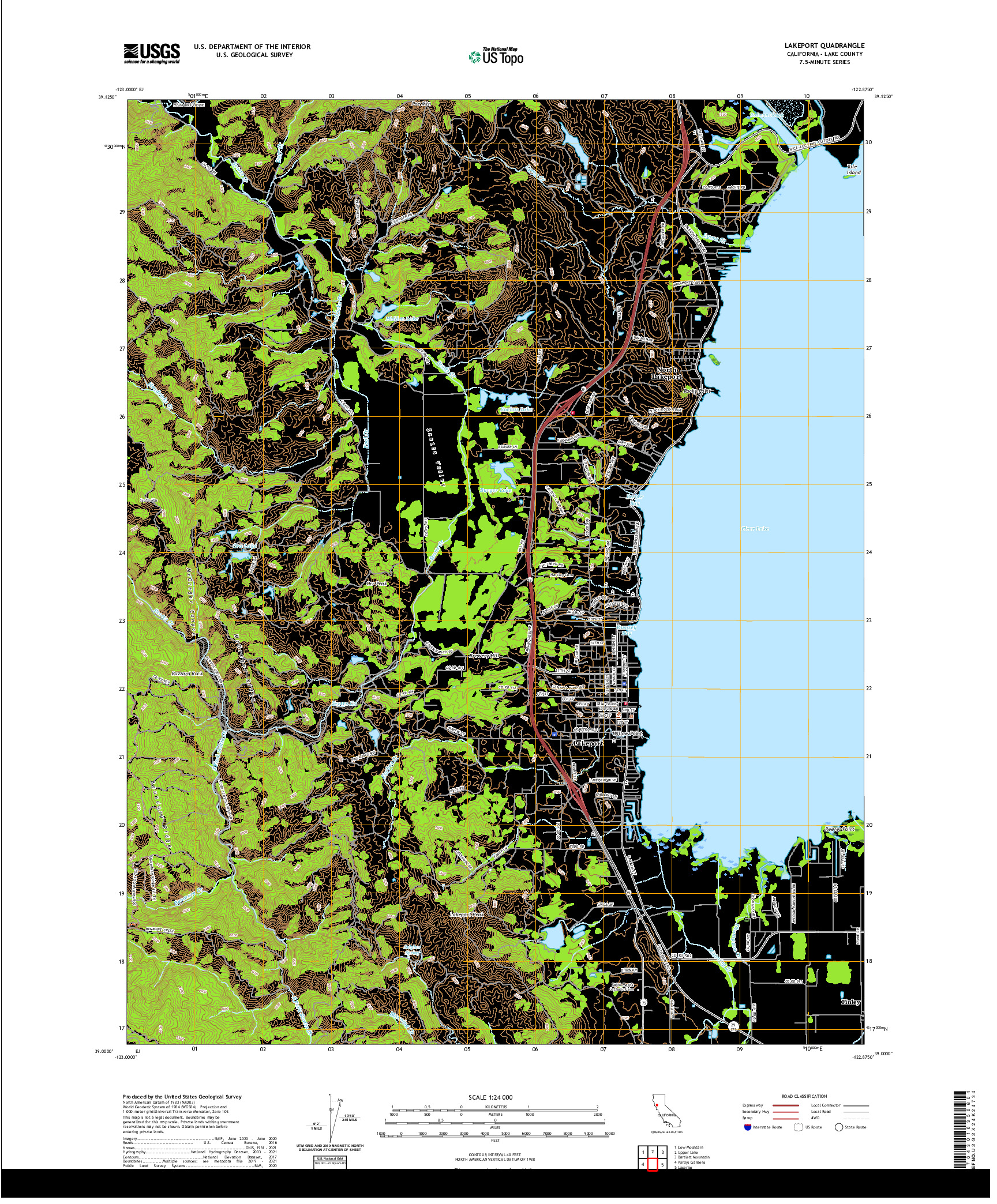 US TOPO 7.5-MINUTE MAP FOR LAKEPORT, CA